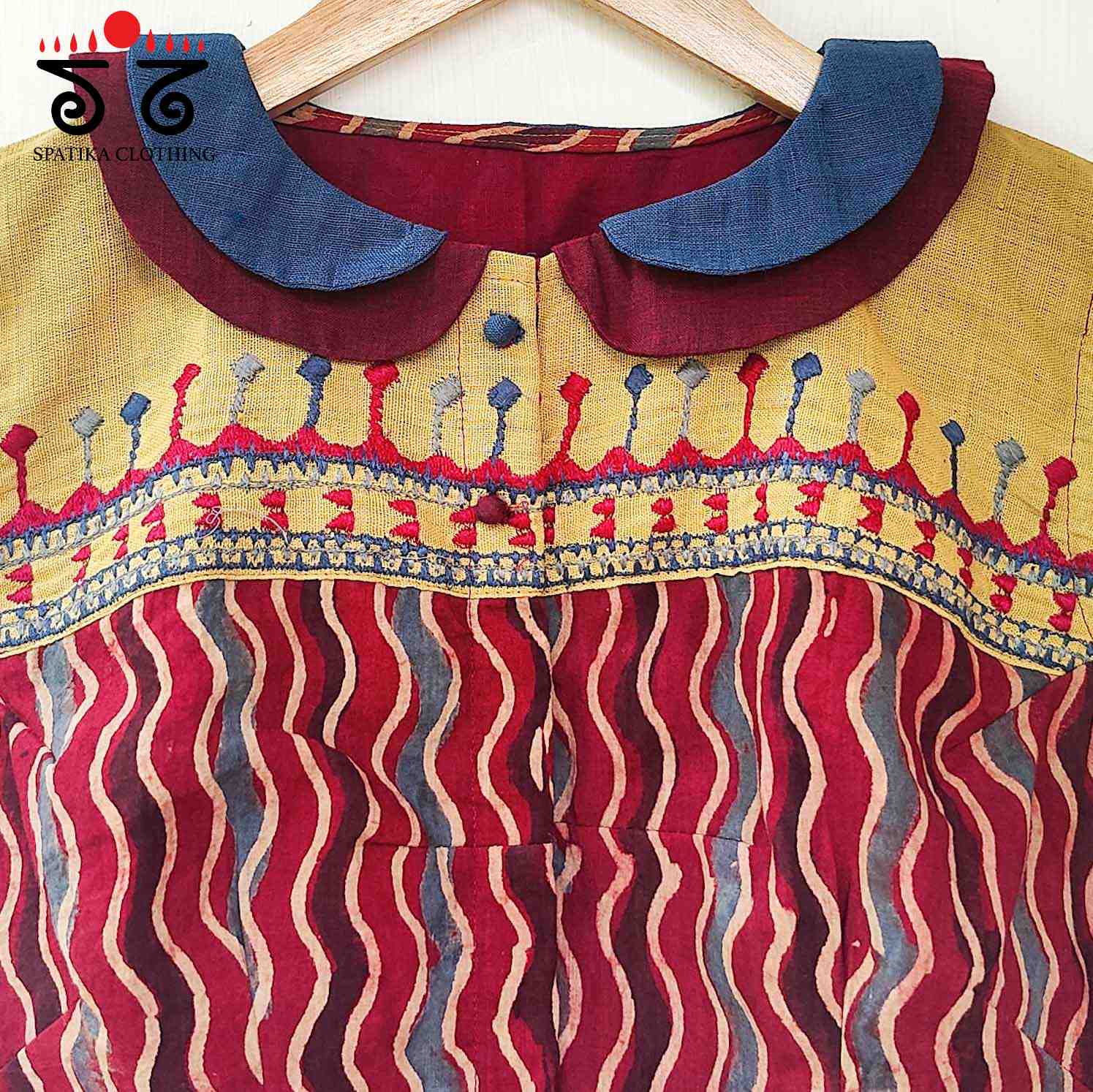 Blue & Red Peterpan Collar Blouse-New!