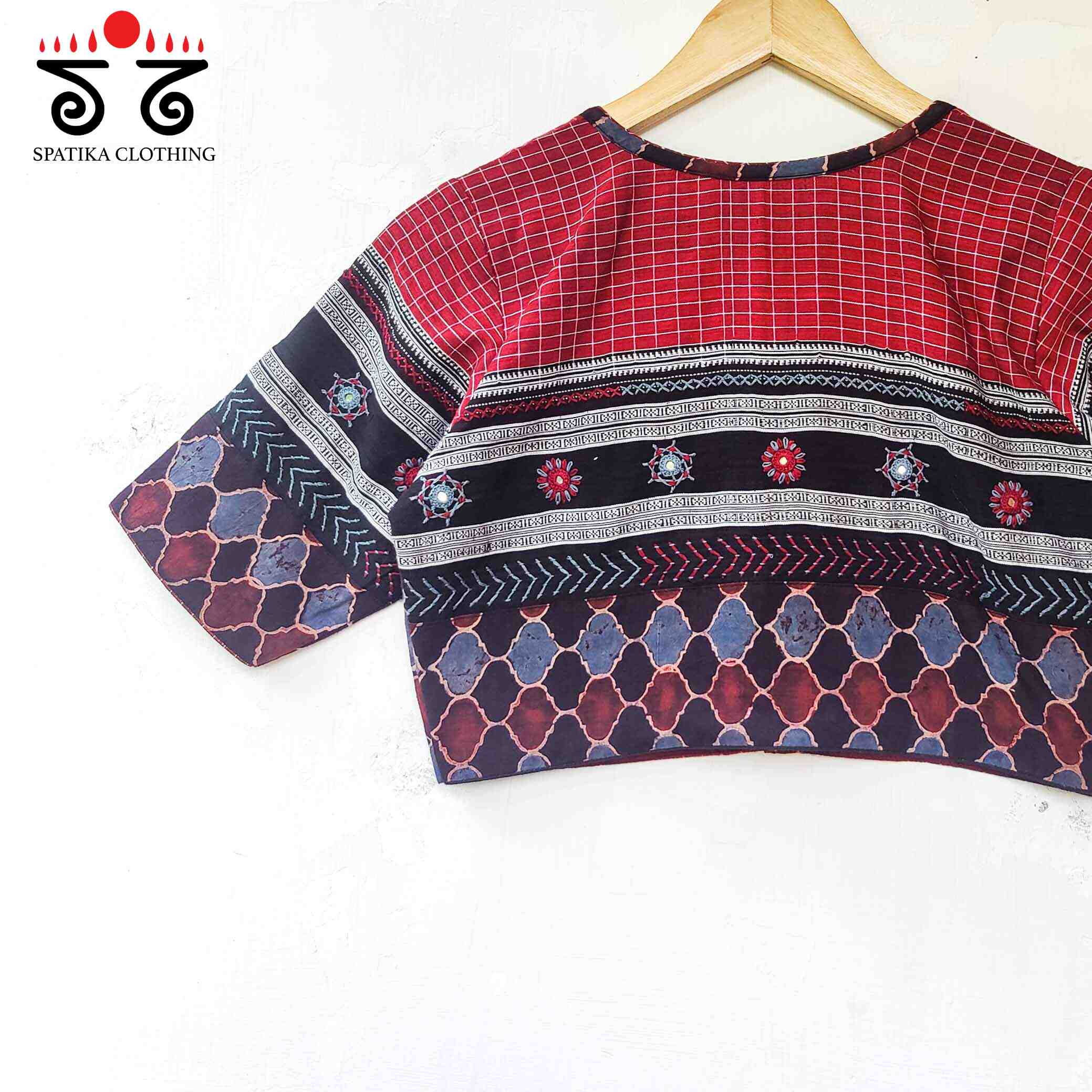 Red Ajrak Lambani-Handcrafted Blouse - New!