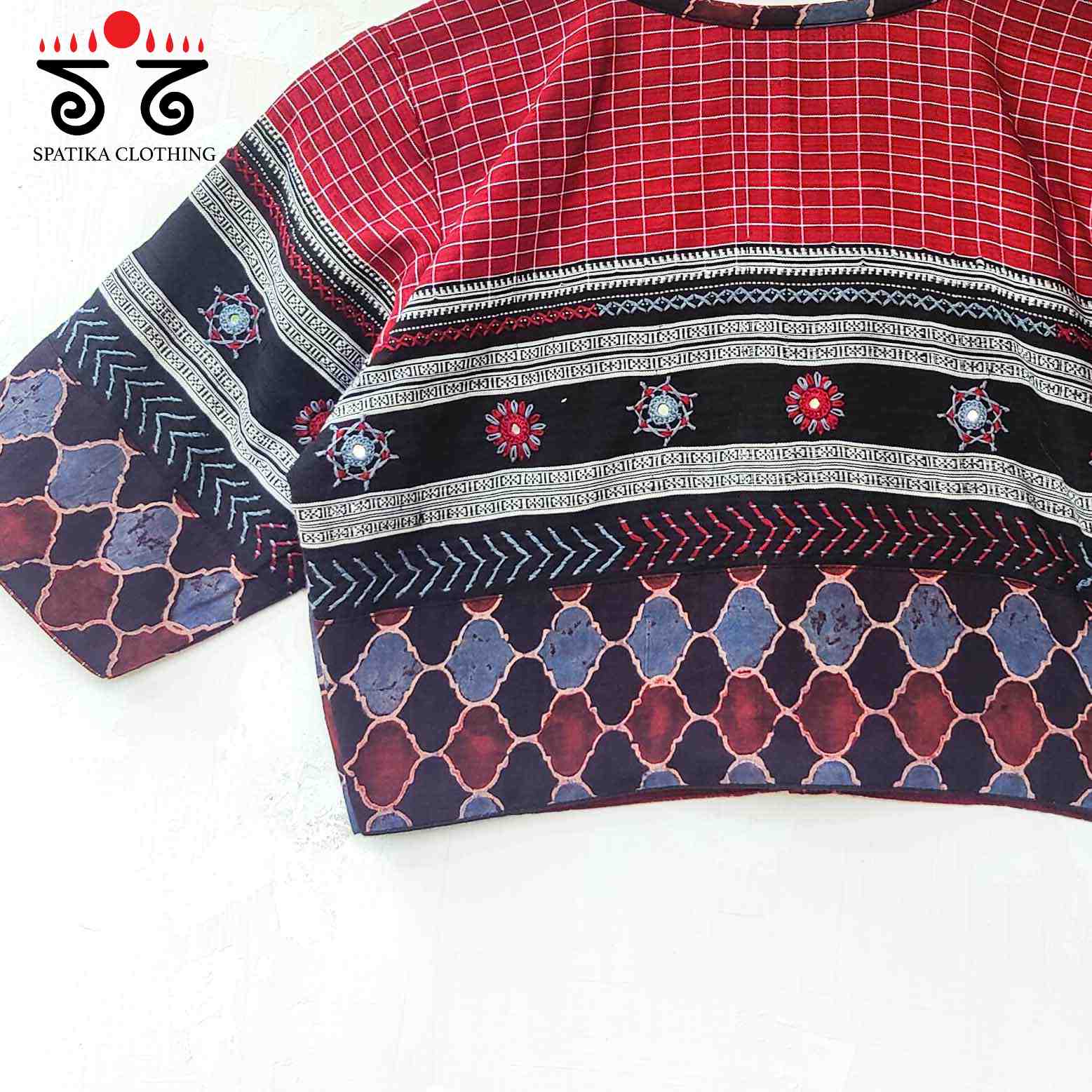 Red Ajrak Lambani-Handcrafted Blouse - New!