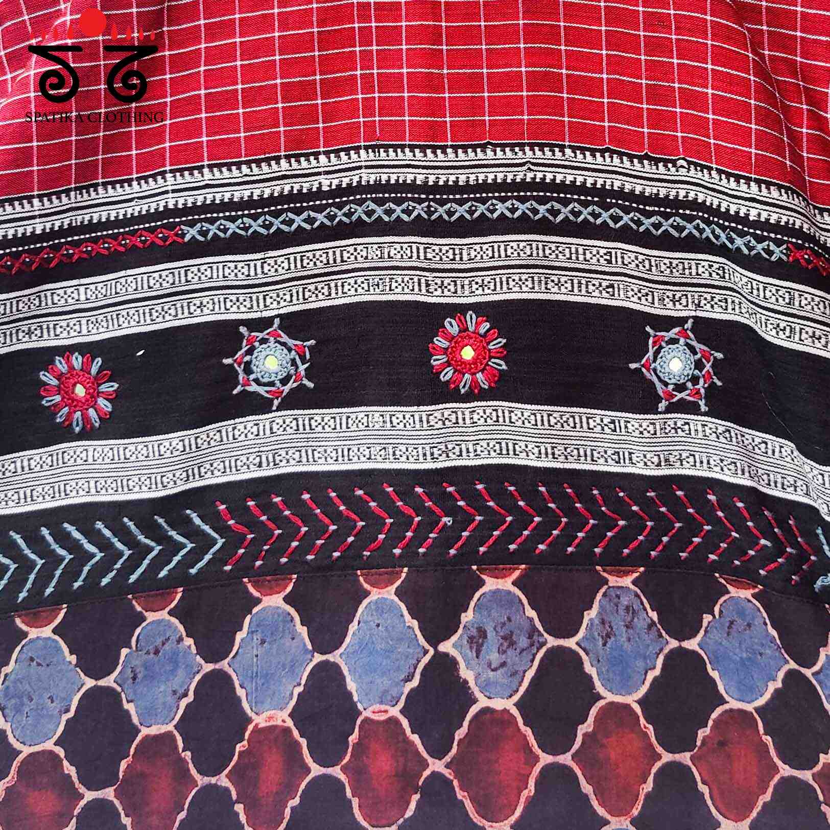 Red Ajrak Lambani-Handcrafted Blouse - New!