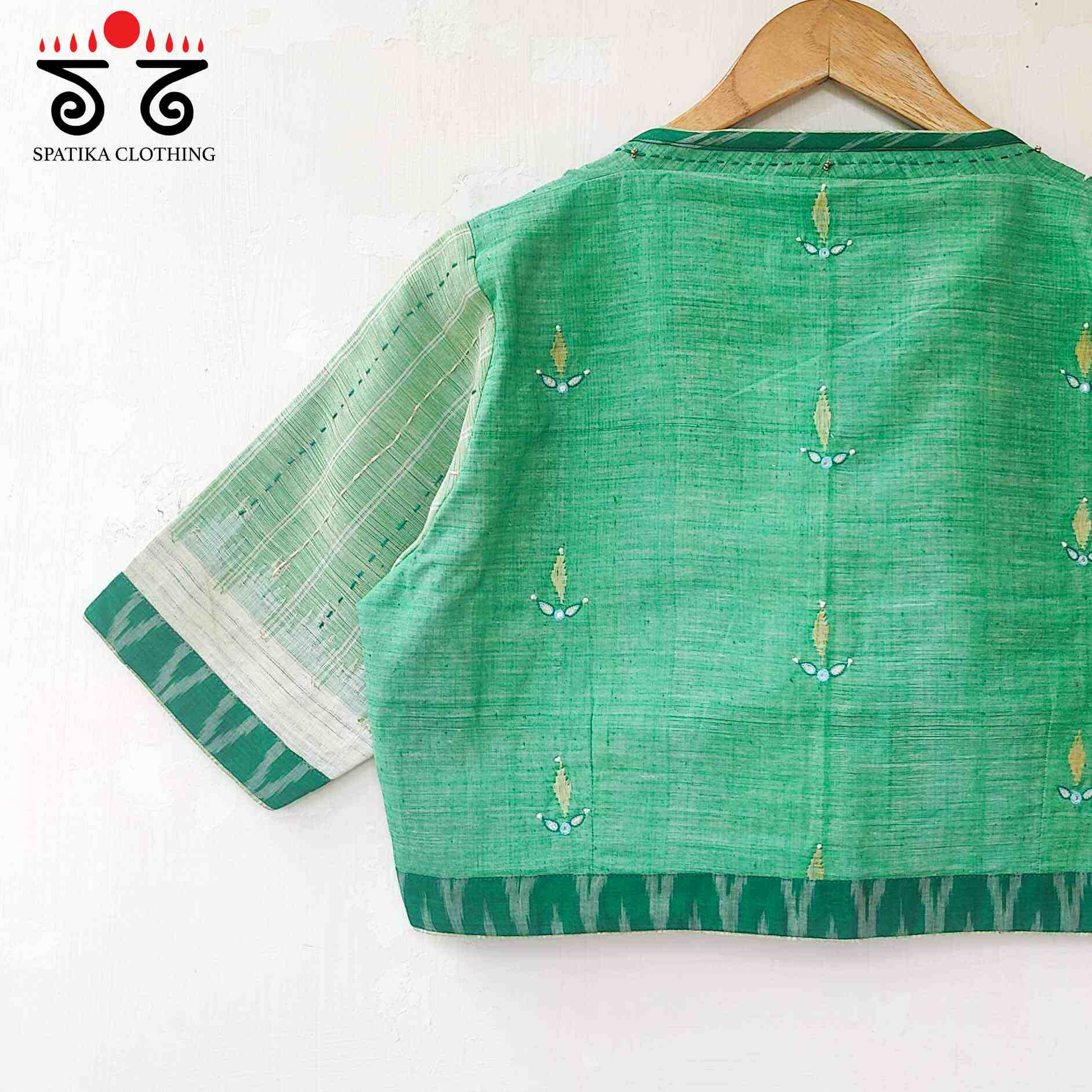 Green Ponduru Jamdhani Blouse