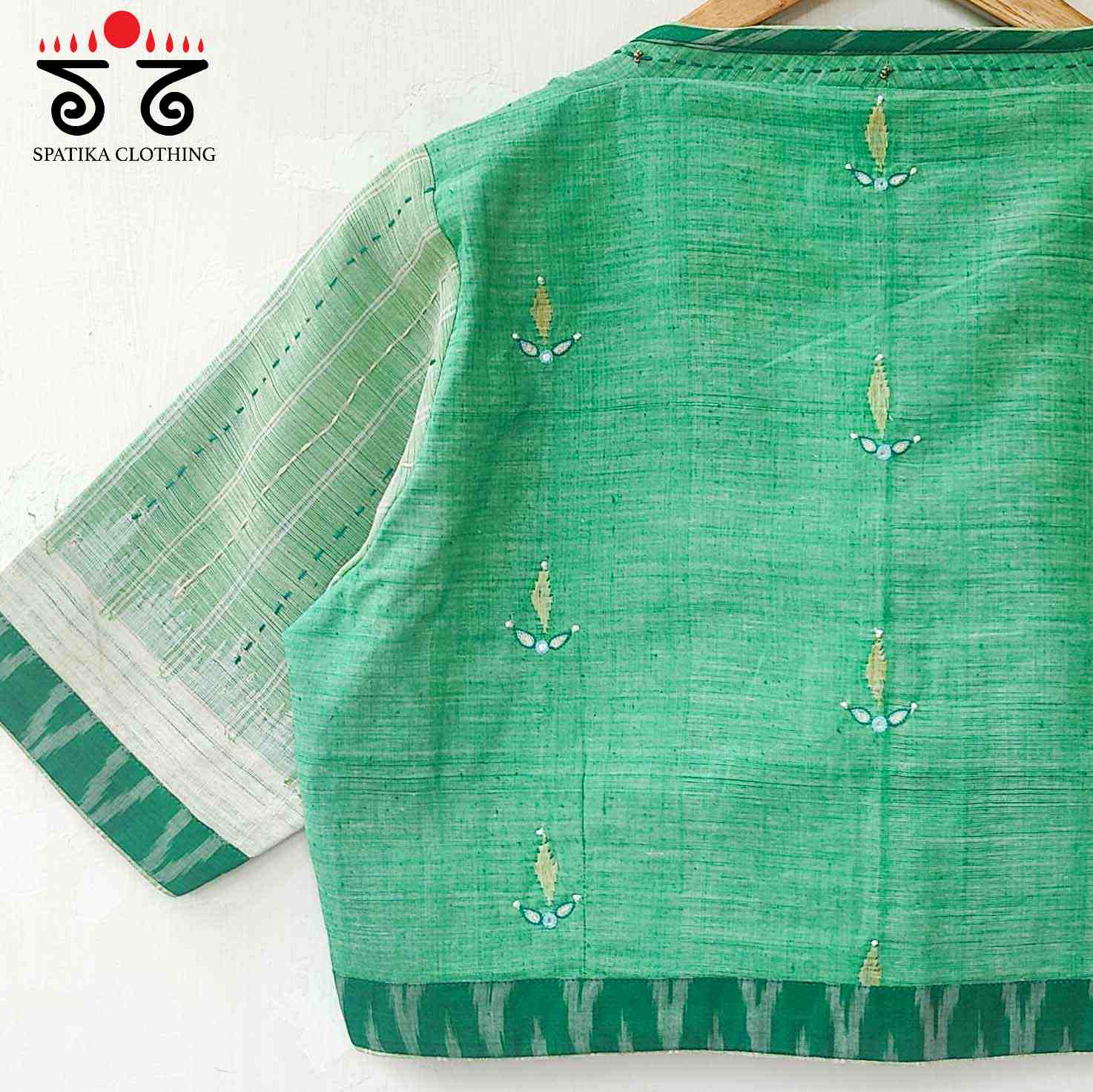 Green Ponduru Jamdhani Blouse