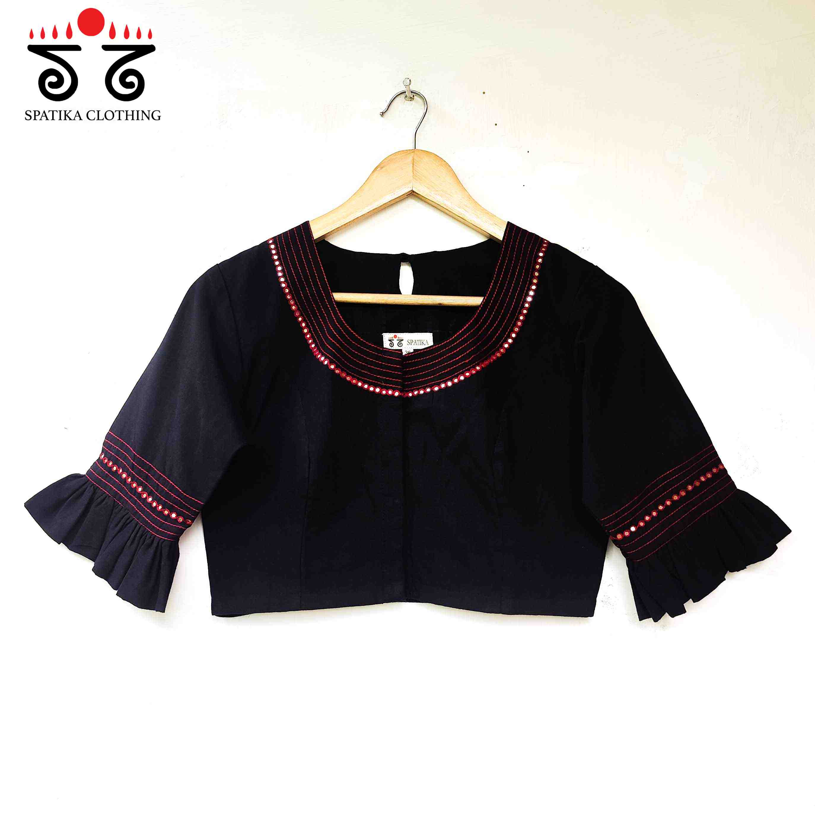 Black Frilled Mirror- Handcrafted Blouse