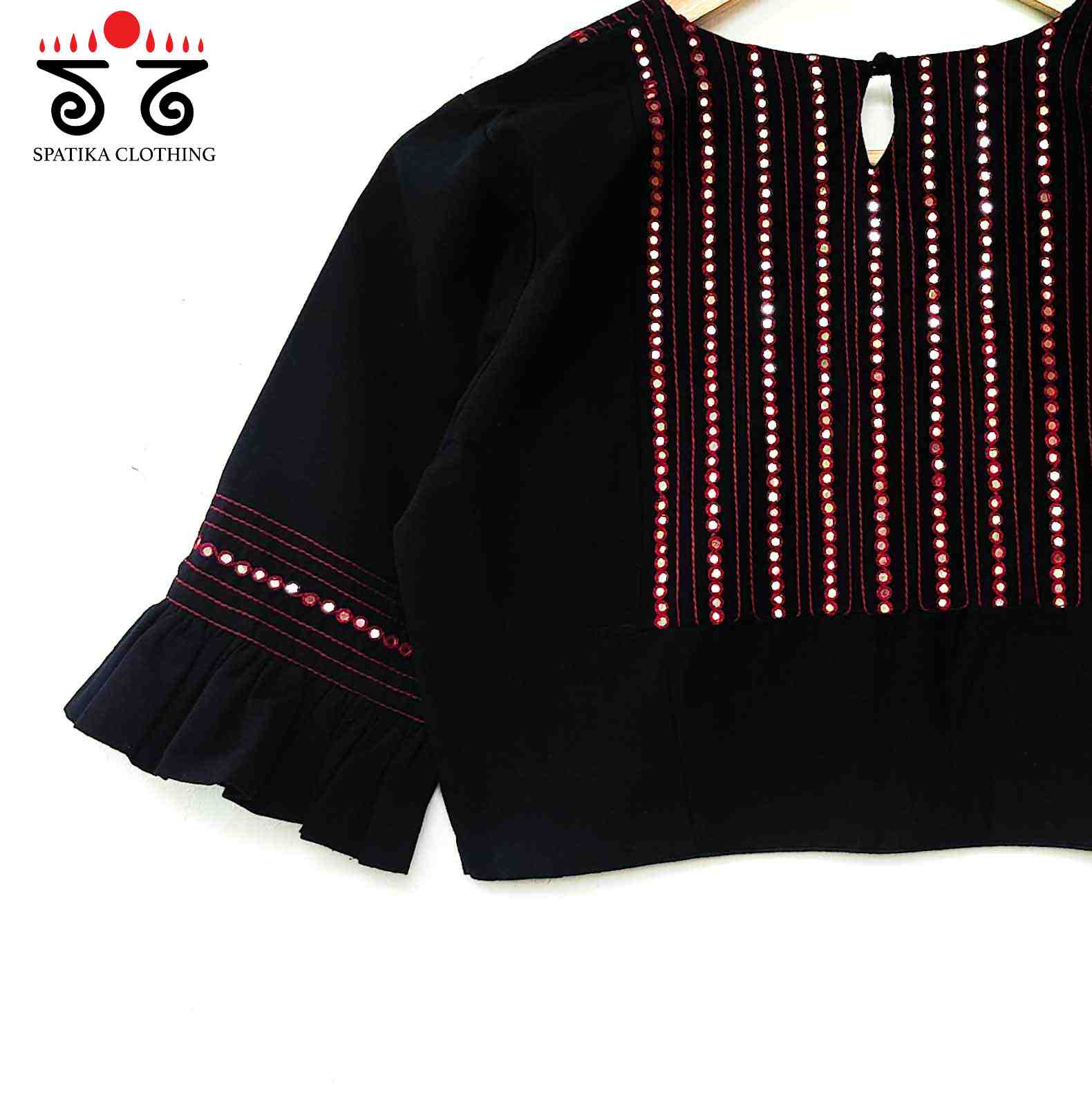 Black Frilled Mirror- Handcrafted Blouse