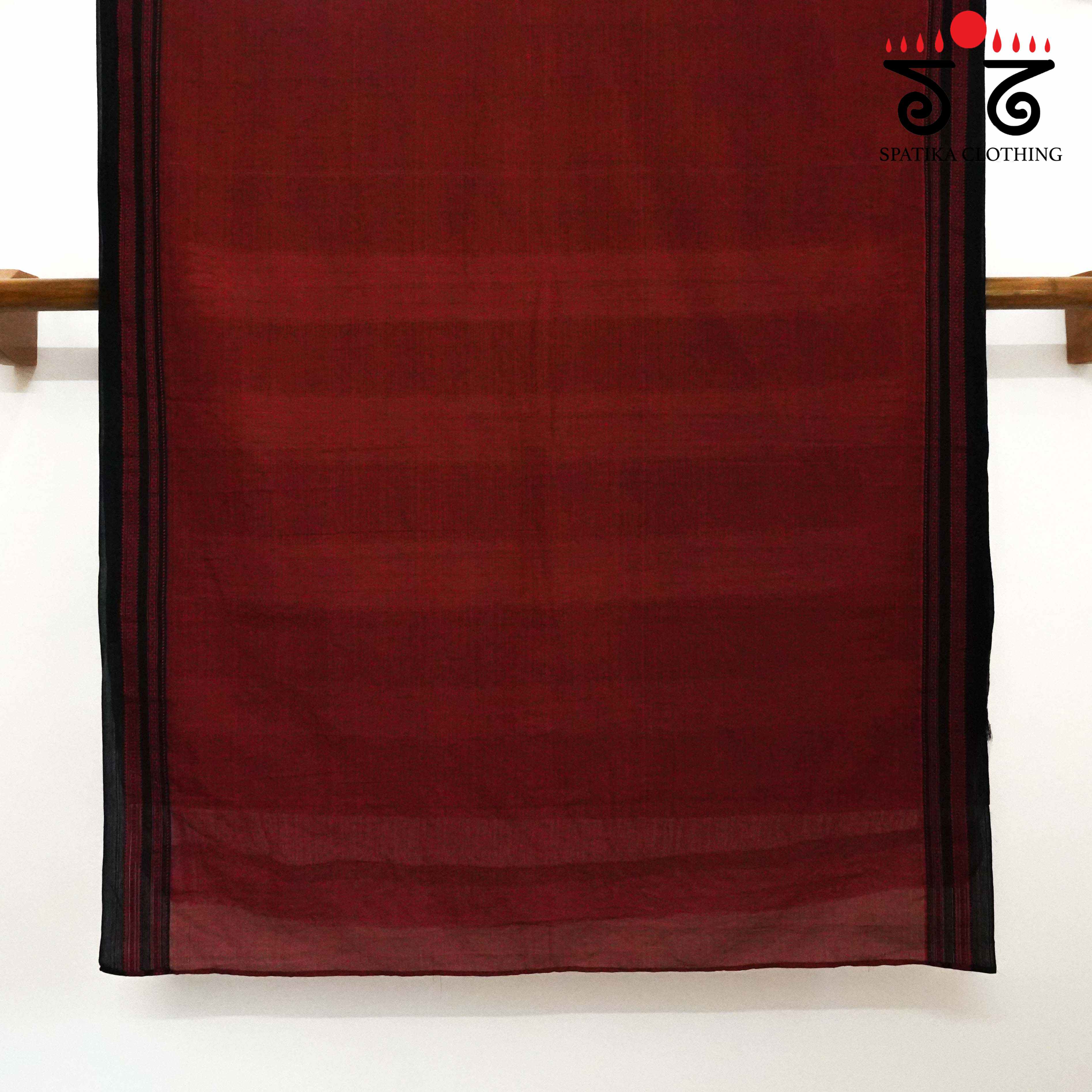 Red Ilkal Handwoven Cotton Saree - Pen Kalamkari Blouse