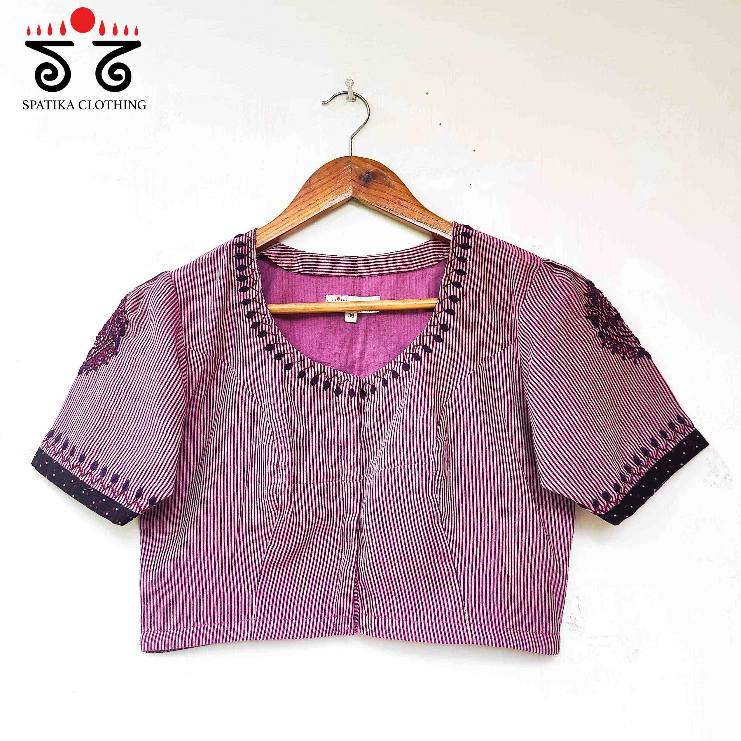 Pink Striped Chikankari - Handcrafted Blouse