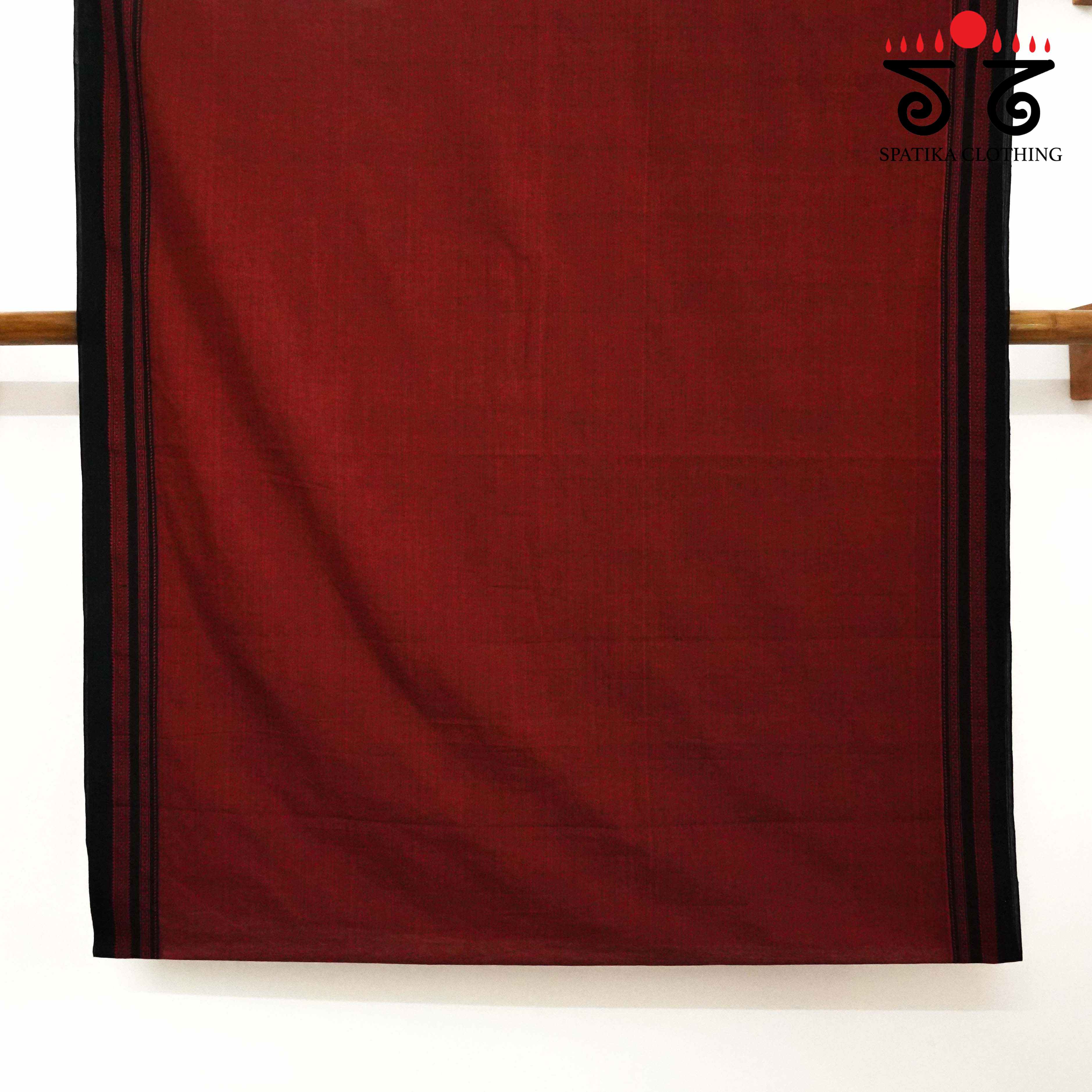 Red Ilkal Handwoven Cotton Saree - Pen Kalamkari Blouse