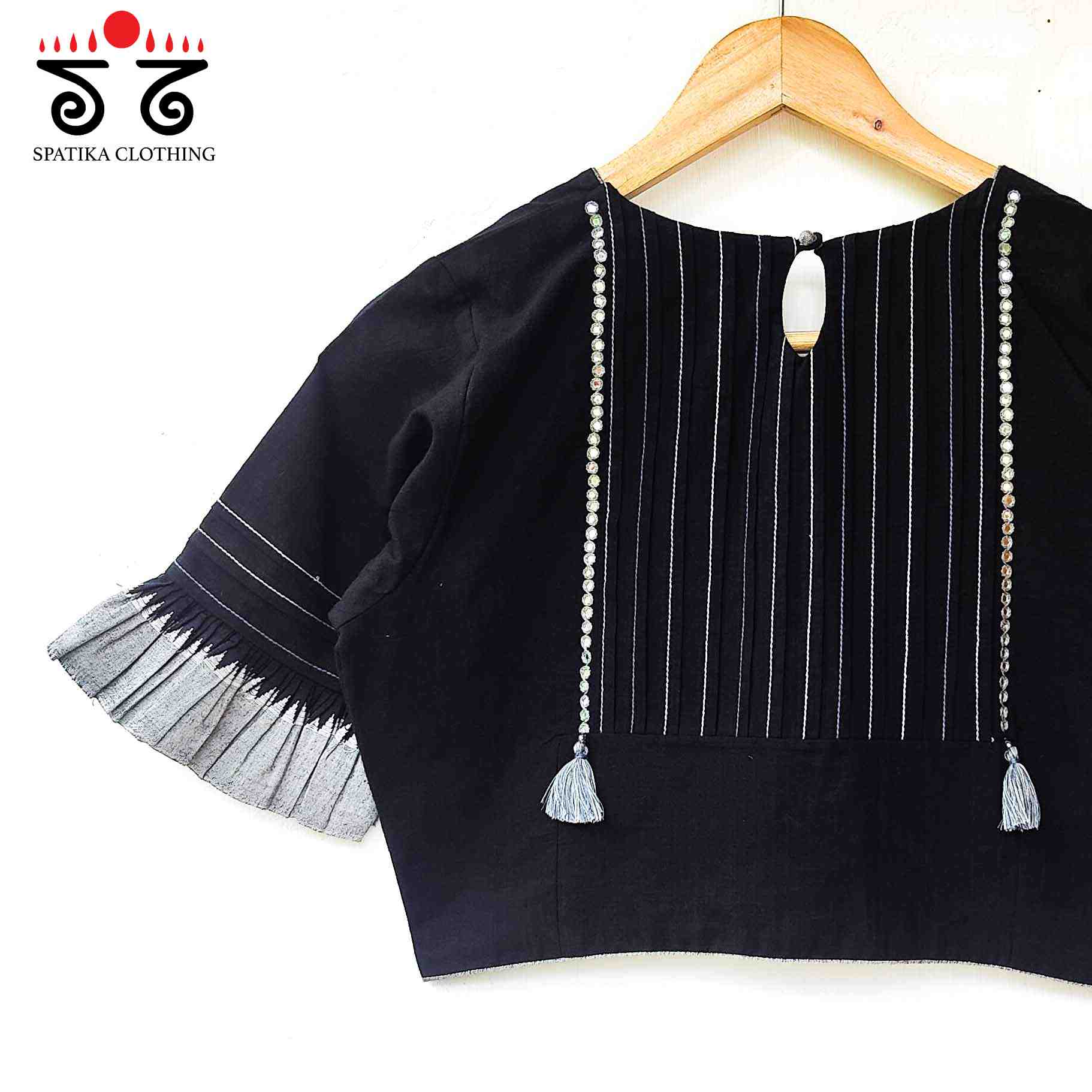Black Frilled Mirror- Handcrafted Blouse