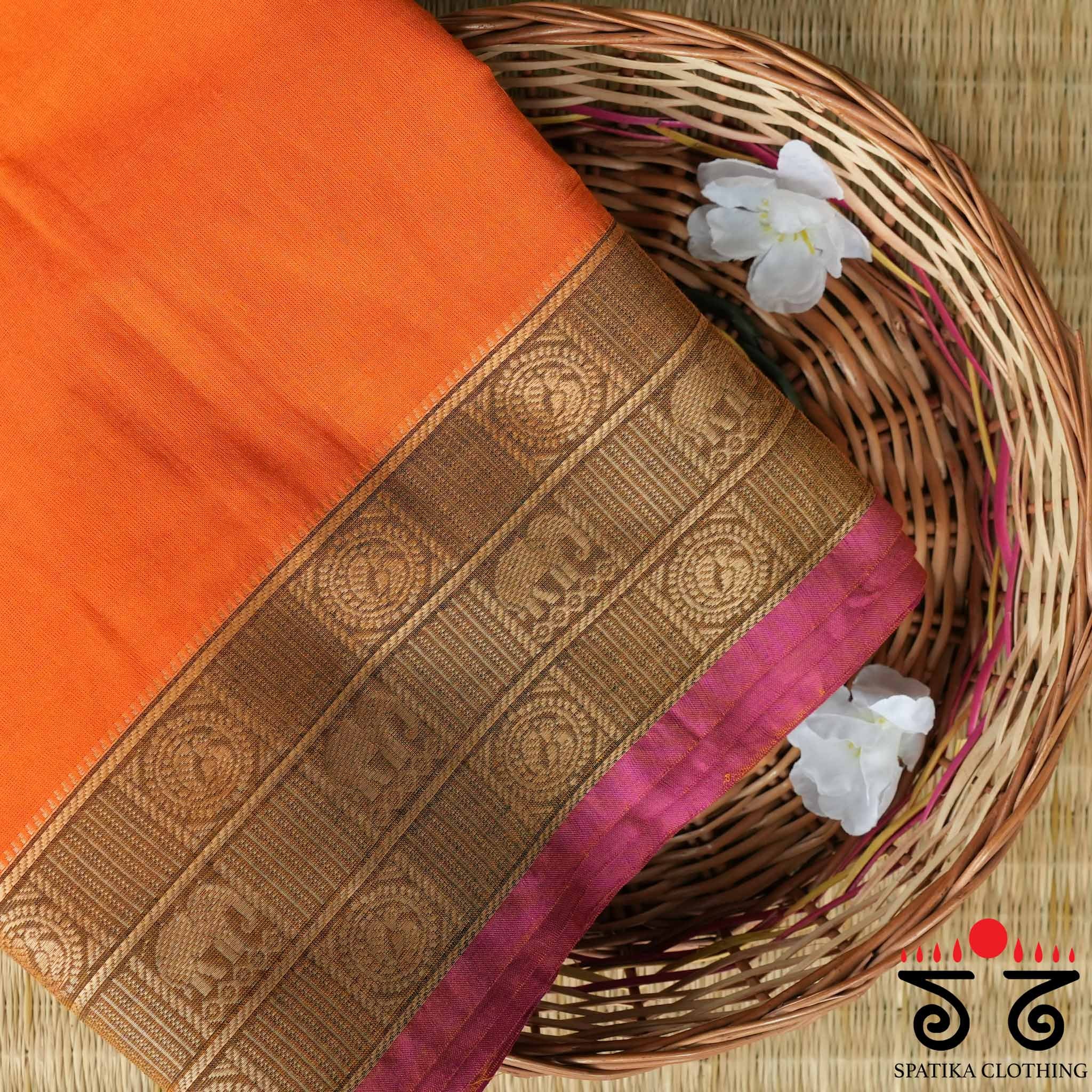 Orange Chettinad Cotton Saree