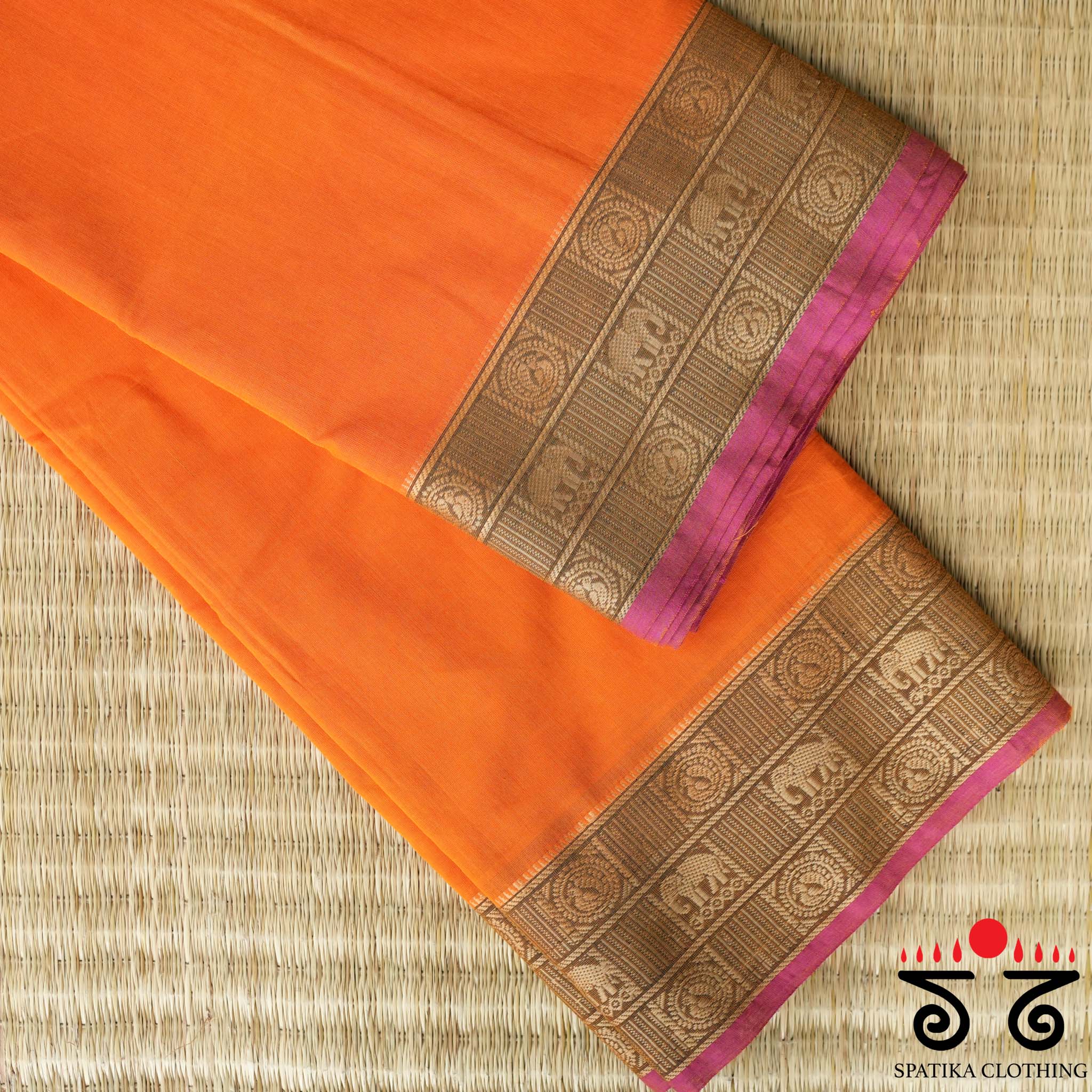 Orange Chettinad Cotton Saree