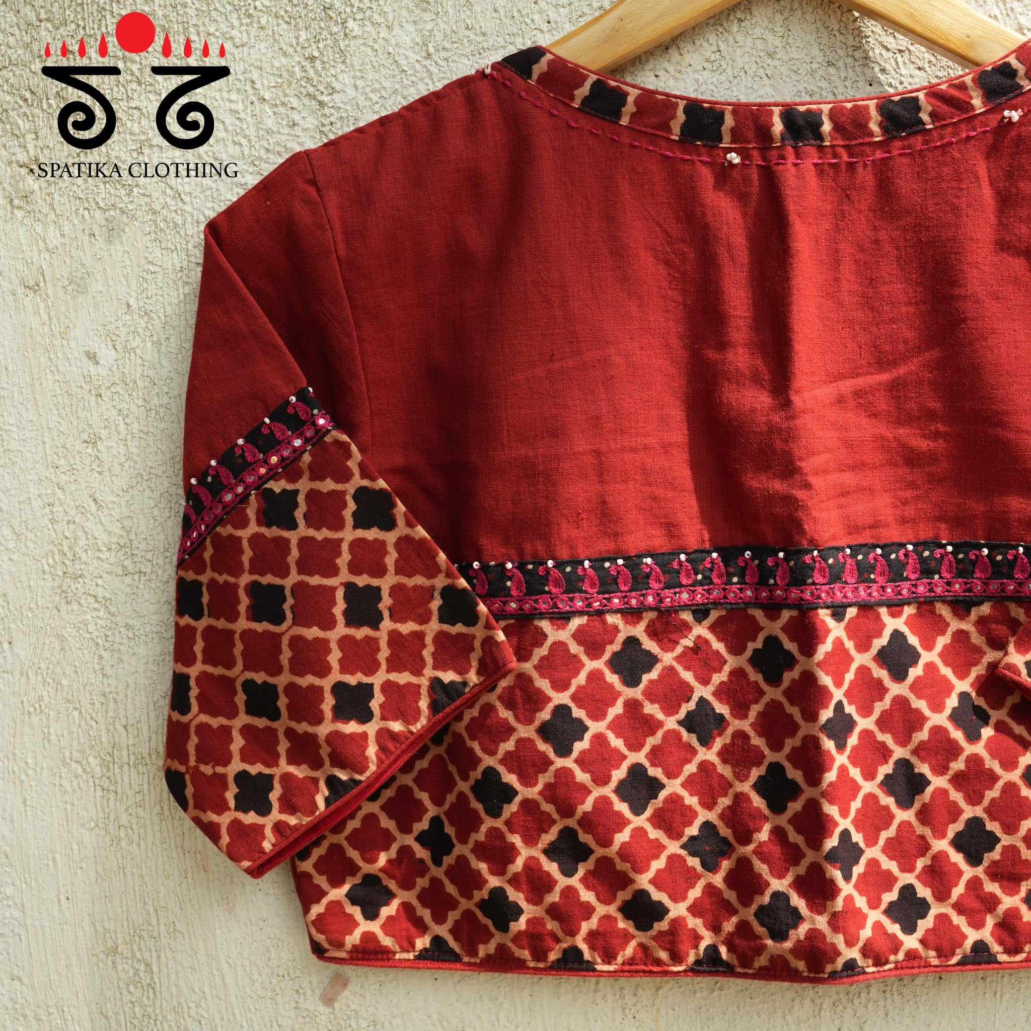 Ajrak Half And Half Blouse – Spatika Clothing