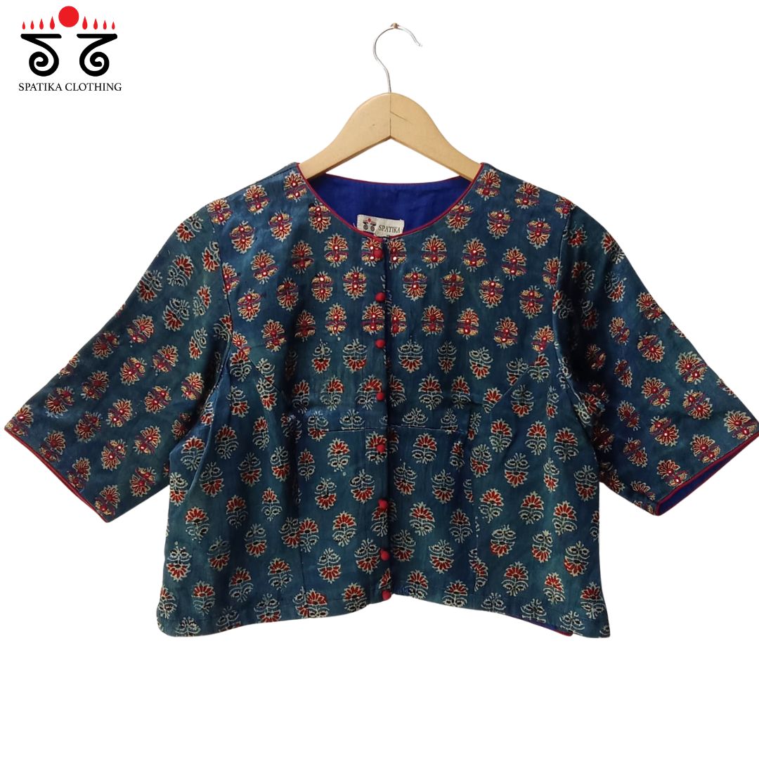 The Festive Blue Modal Blouse