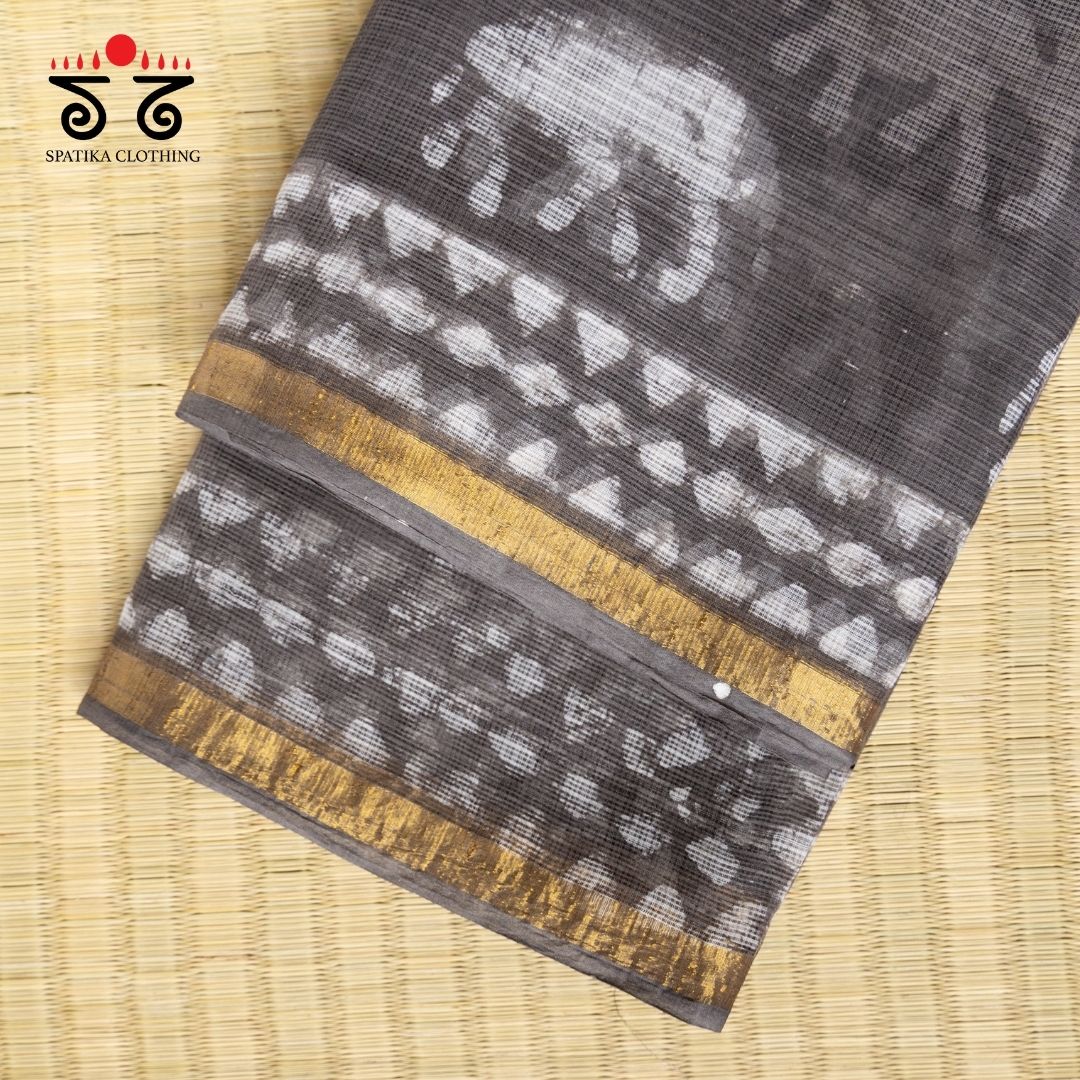 Grey Kota Hand block printed saree