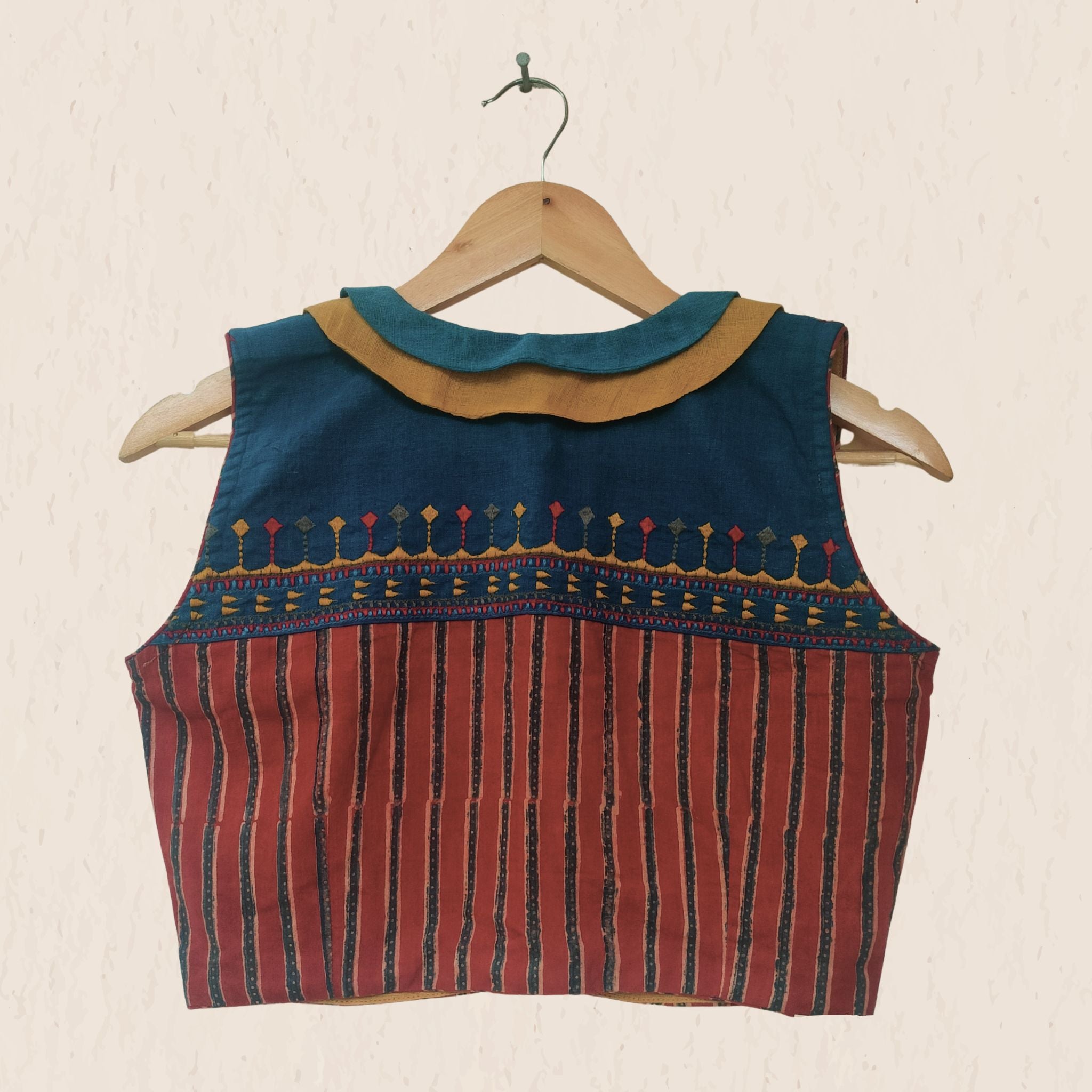 Blue & Red Peterpan Collar Blouse-New!