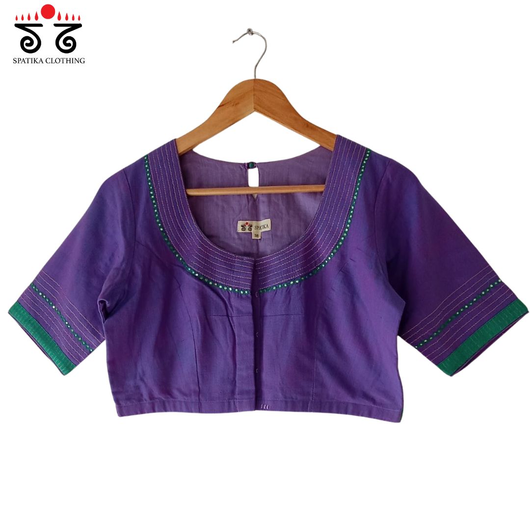 Purple Hand - Embroidered Mirror Work Blouse