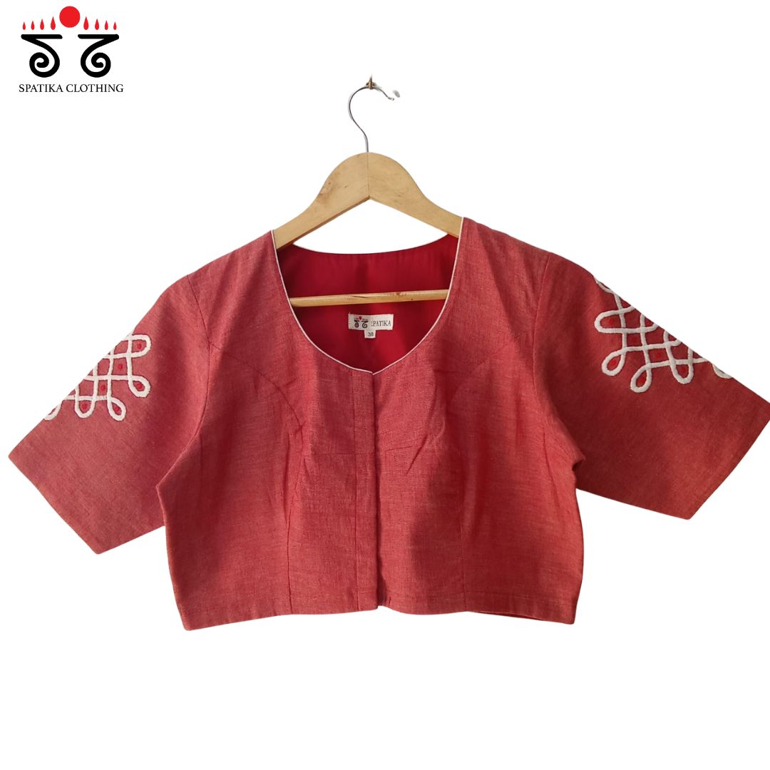 Peach Kolam Blouse Plain
