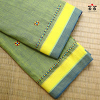Green Ilkal Handembroidered Cotton Saree