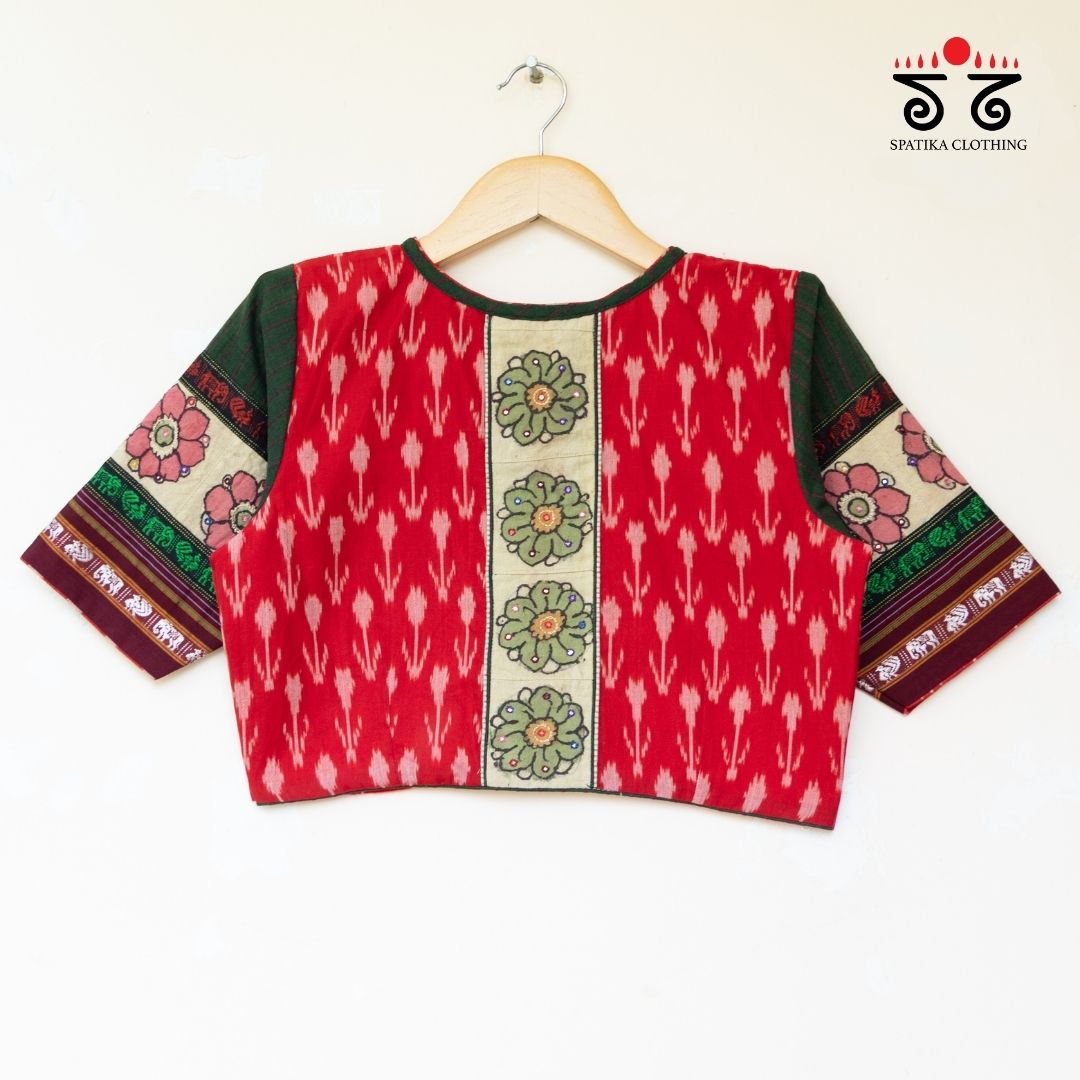 Red Ikat - Pen Kalamkari Handcrafted Blouse