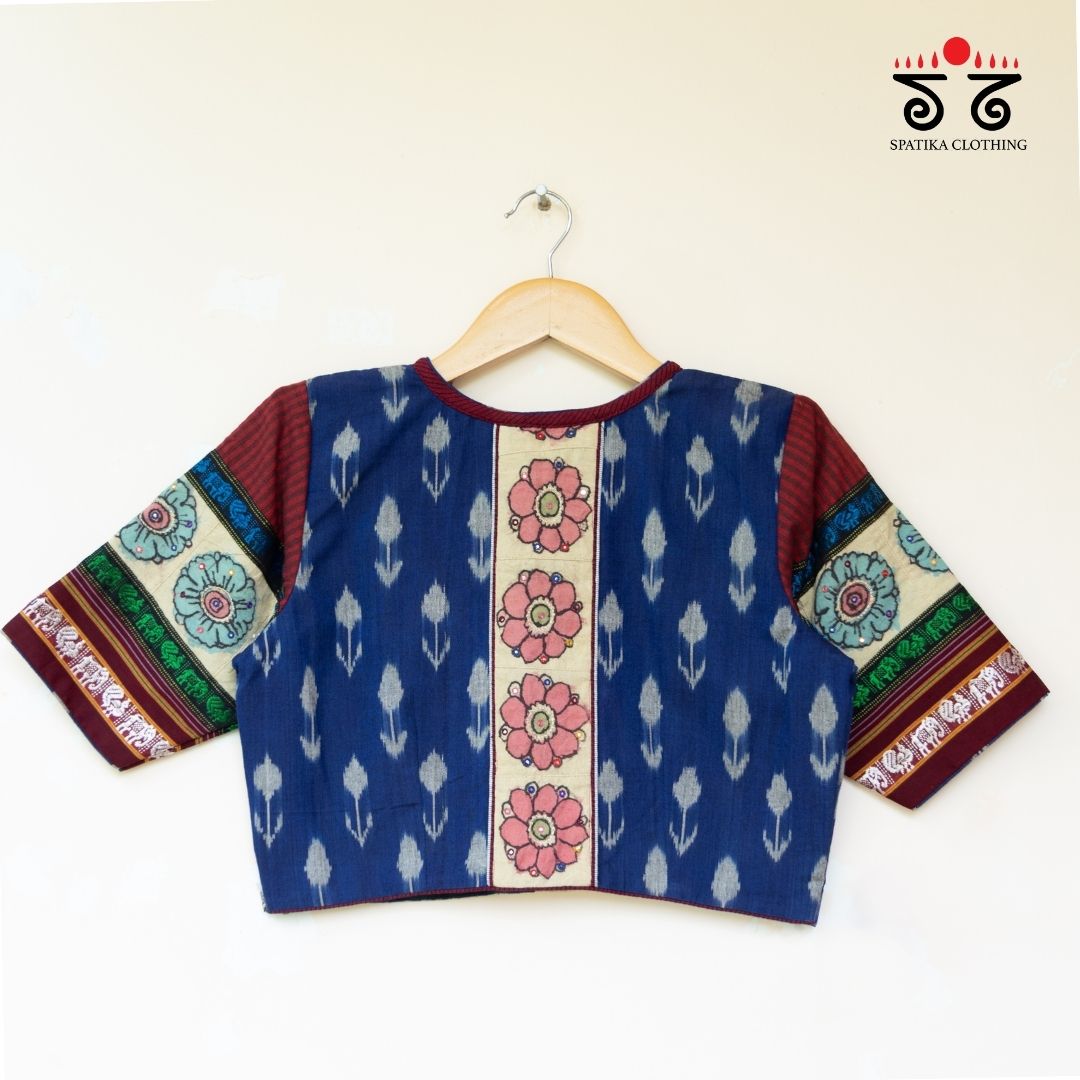 Blue Ikat - Pen Kalamkari Handcrafted Blouse