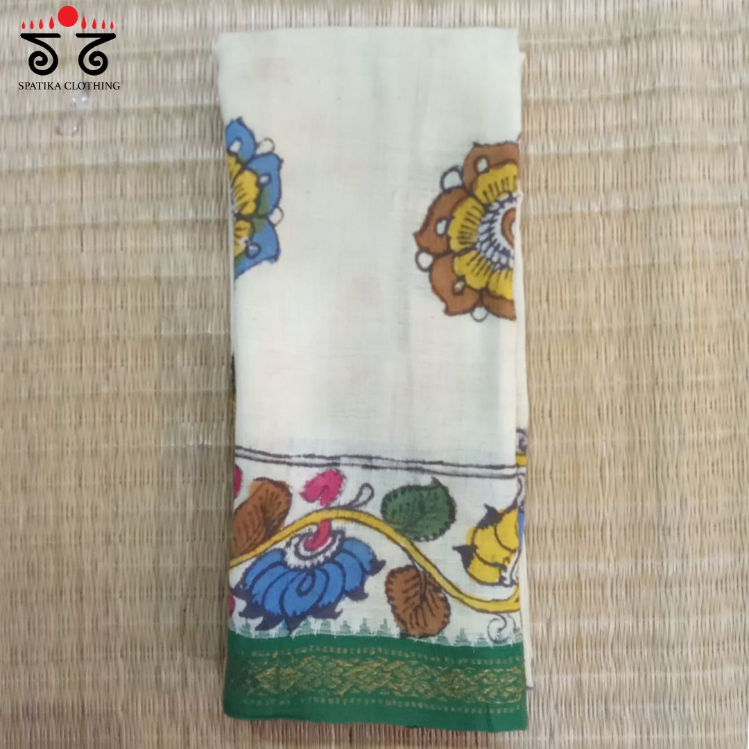 Kalamkari Off White Ponduru Blouse Fabric
