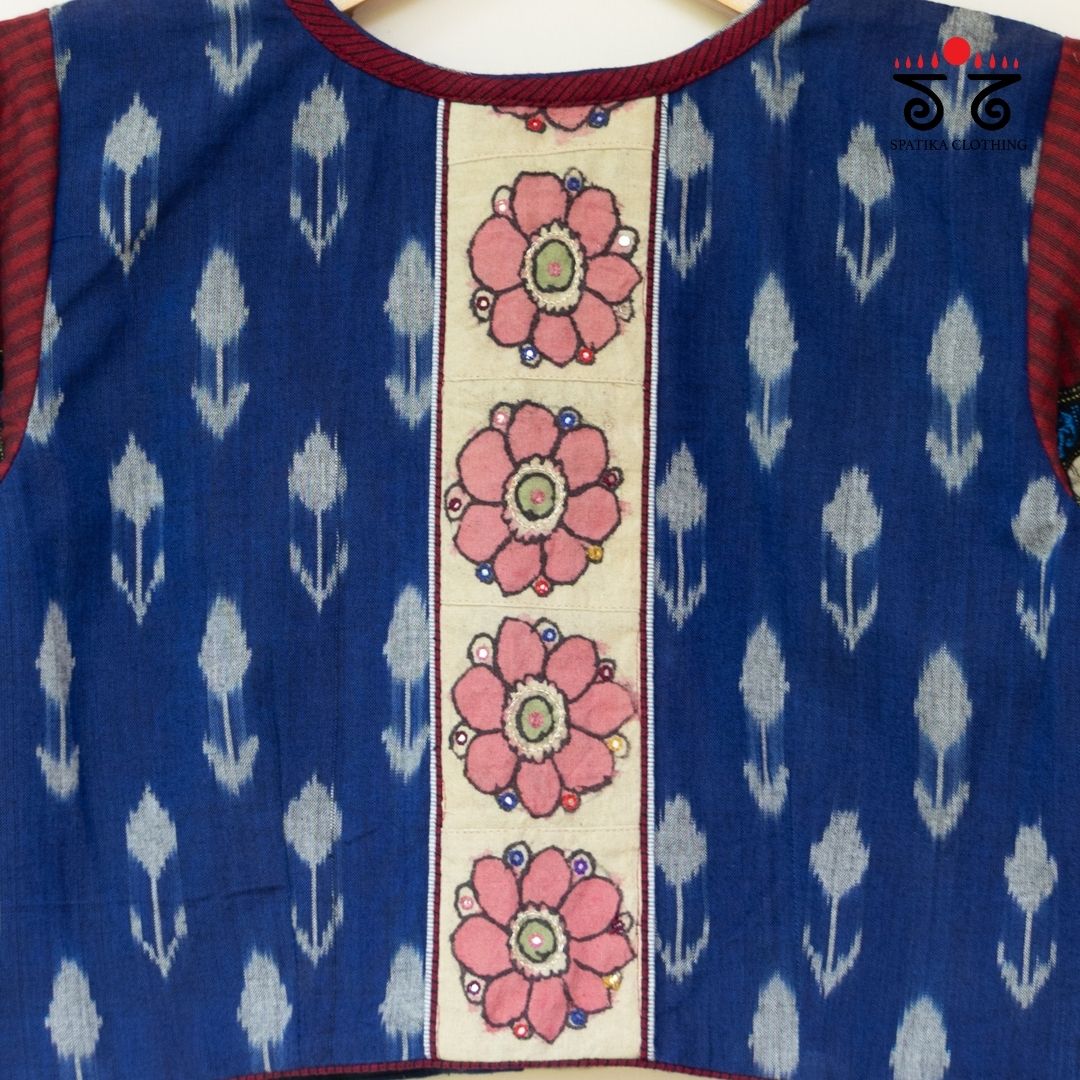 Blue Ikat - Pen Kalamkari Handcrafted Blouse