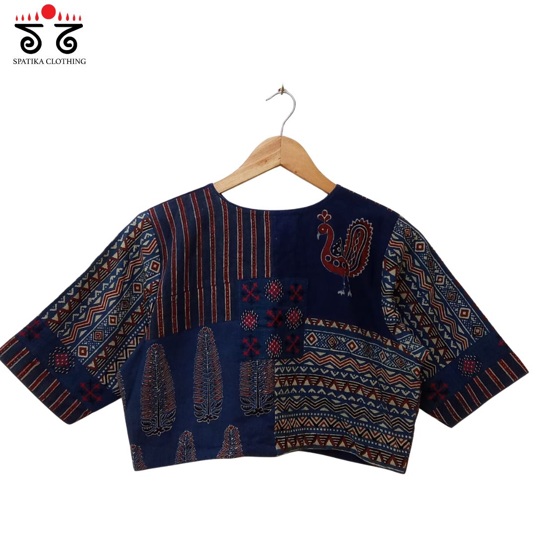 Indigo Blue Morni Collage-Handcrafted Blouse
