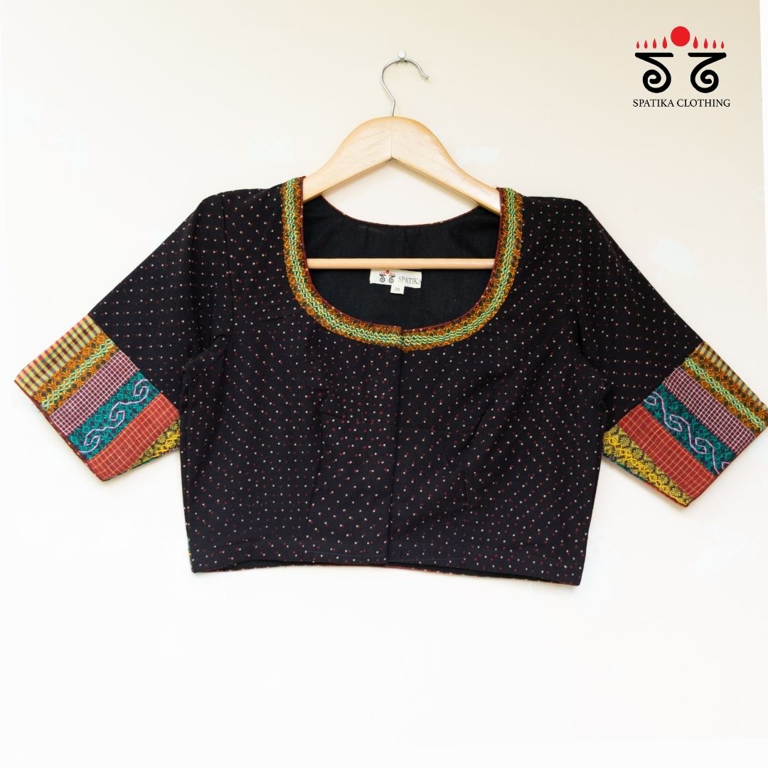 Black Ajrak Patch Work Blouse