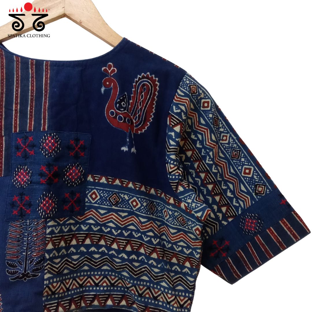 Indigo Blue Morni Collage-Handcrafted Blouse