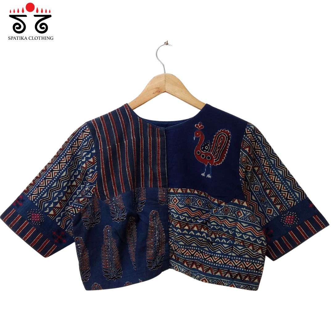 Indigo Blue Morni Collage-Handcrafted Blouse