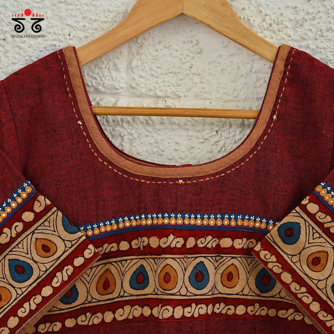 Boondh Pen Kalamkari Handembroidered  Blouse
