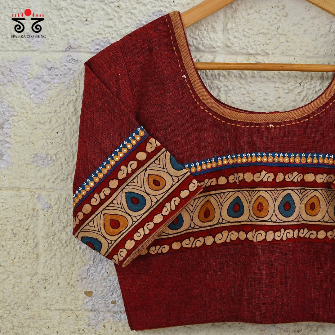 Boondh Pen Kalamkari Handembroidered  Blouse
