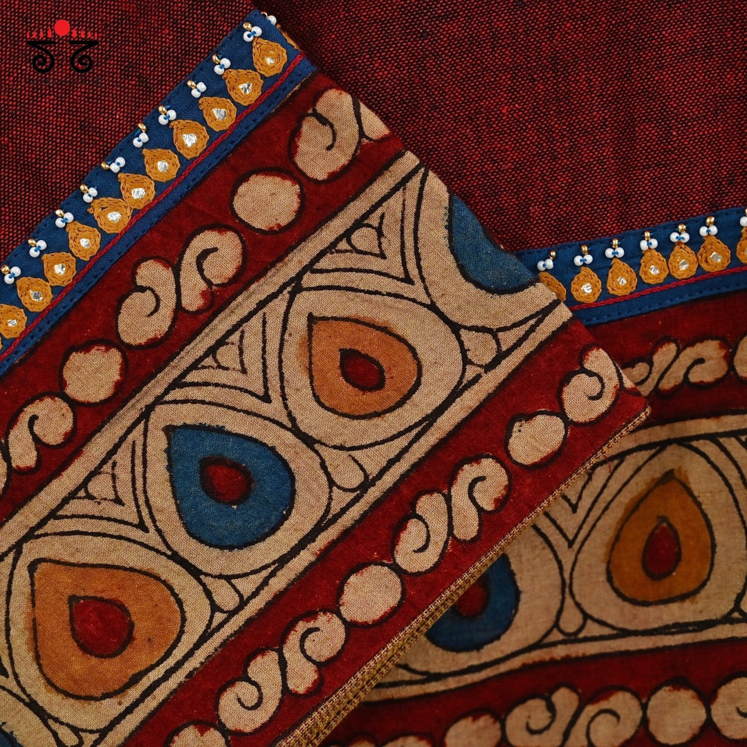 Boondh Pen Kalamkari Handembroidered  Blouse