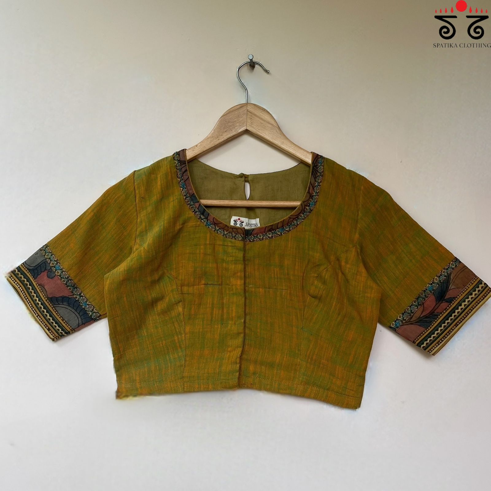 The Kalamkari Green Yoke Blouse