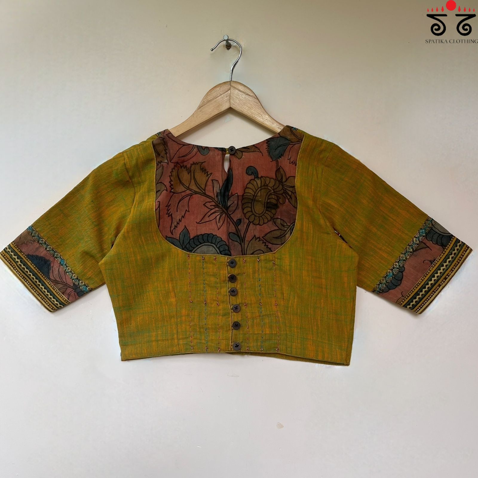 The Kalamkari Green Yoke Blouse