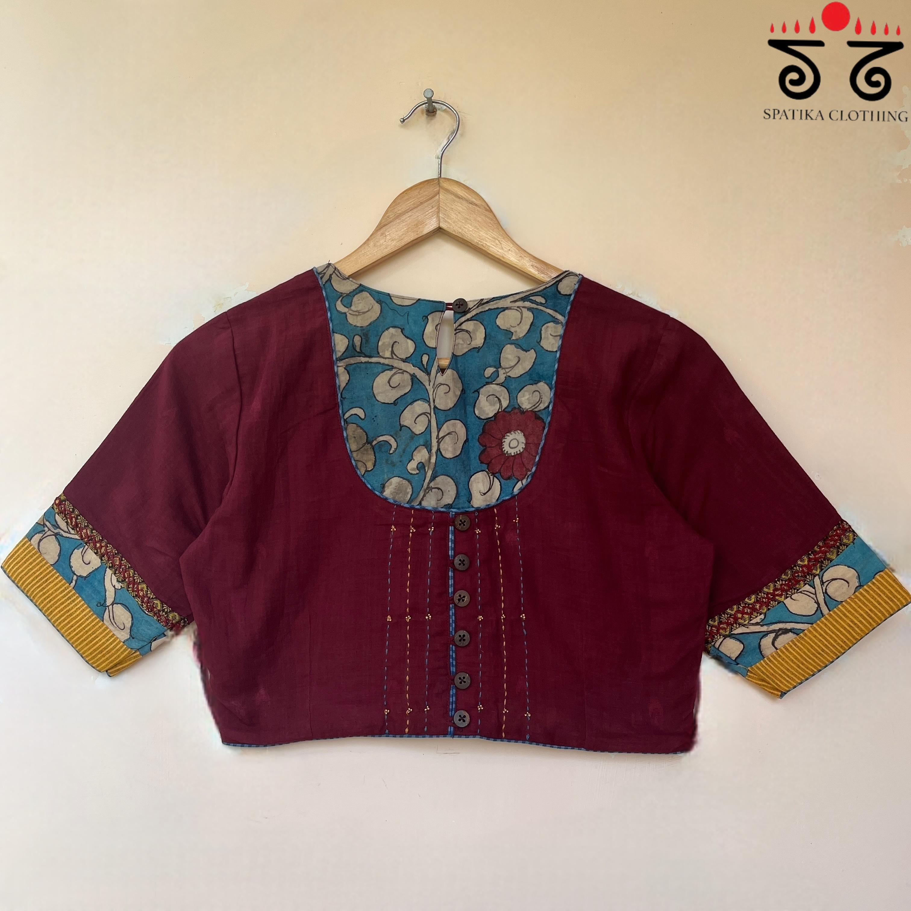 The Kalamkari Maroon Yoke Blouse