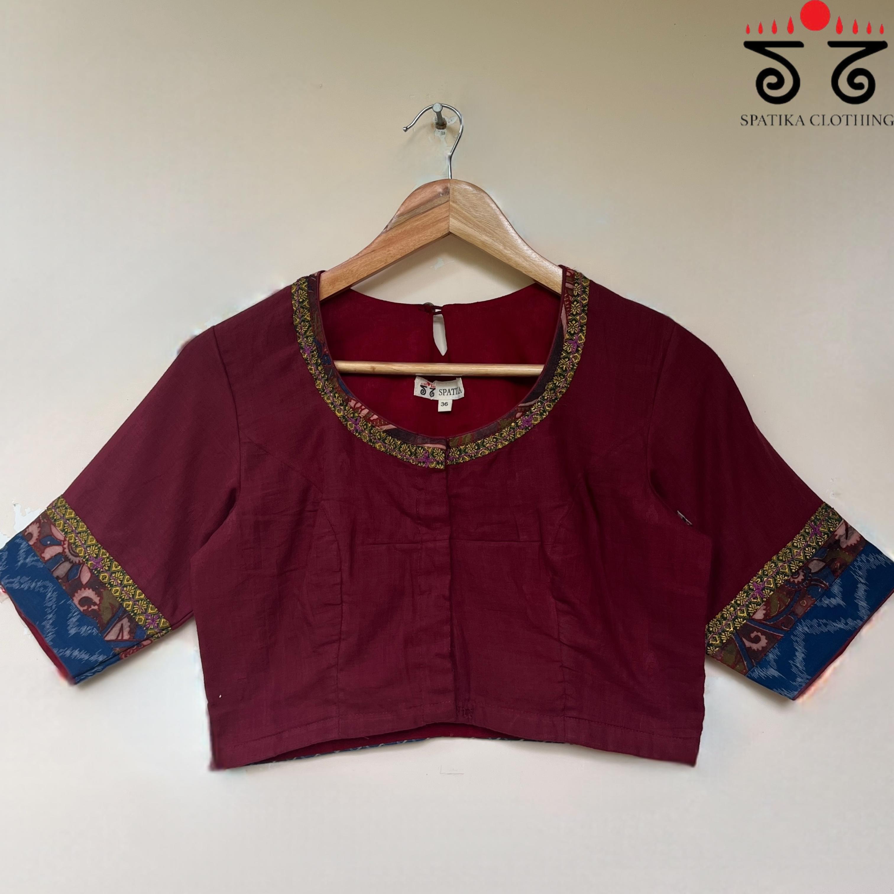 The Kalamkari Maroon Yoke Blouse