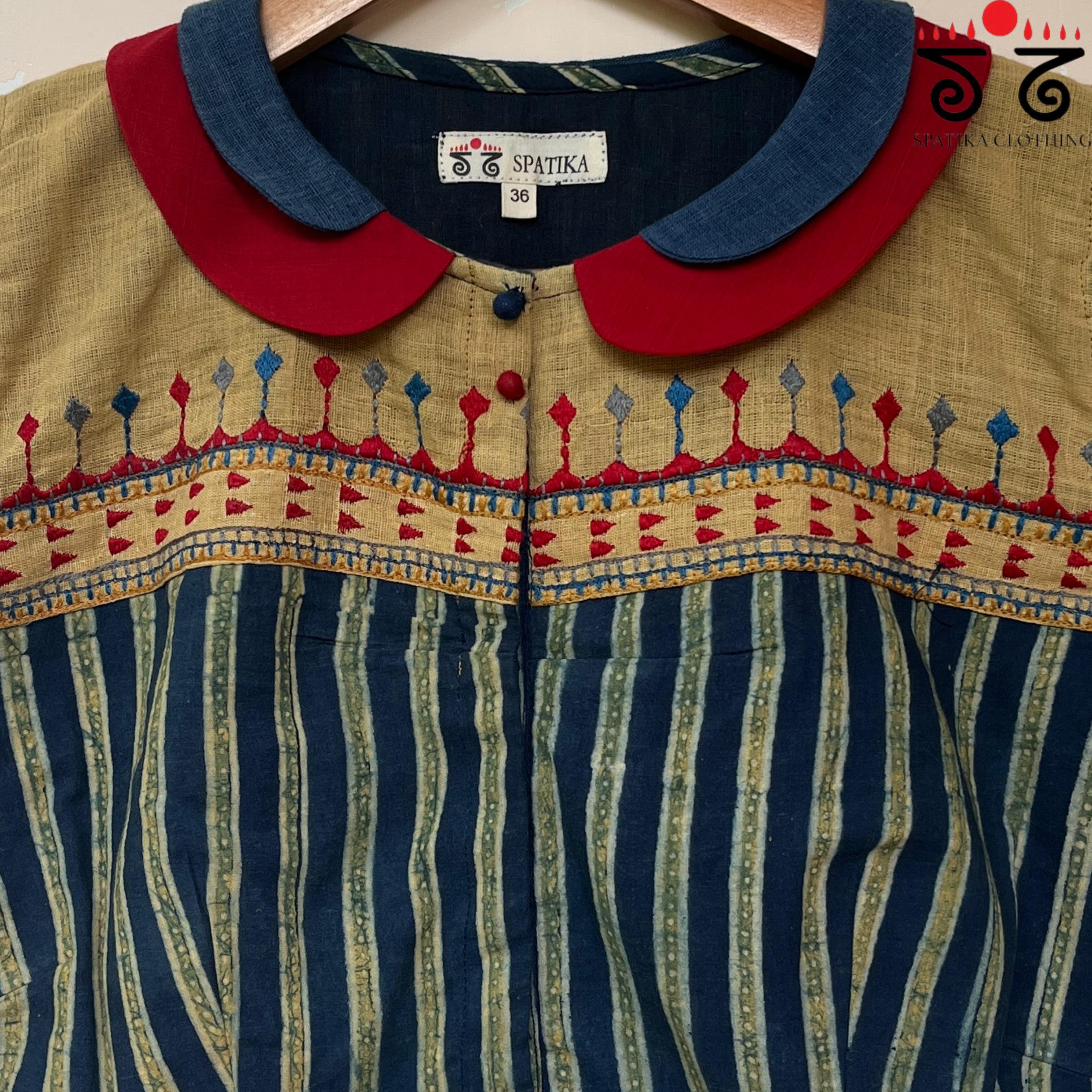 Blue & Yellow Peterpan Collar Blouse-New!