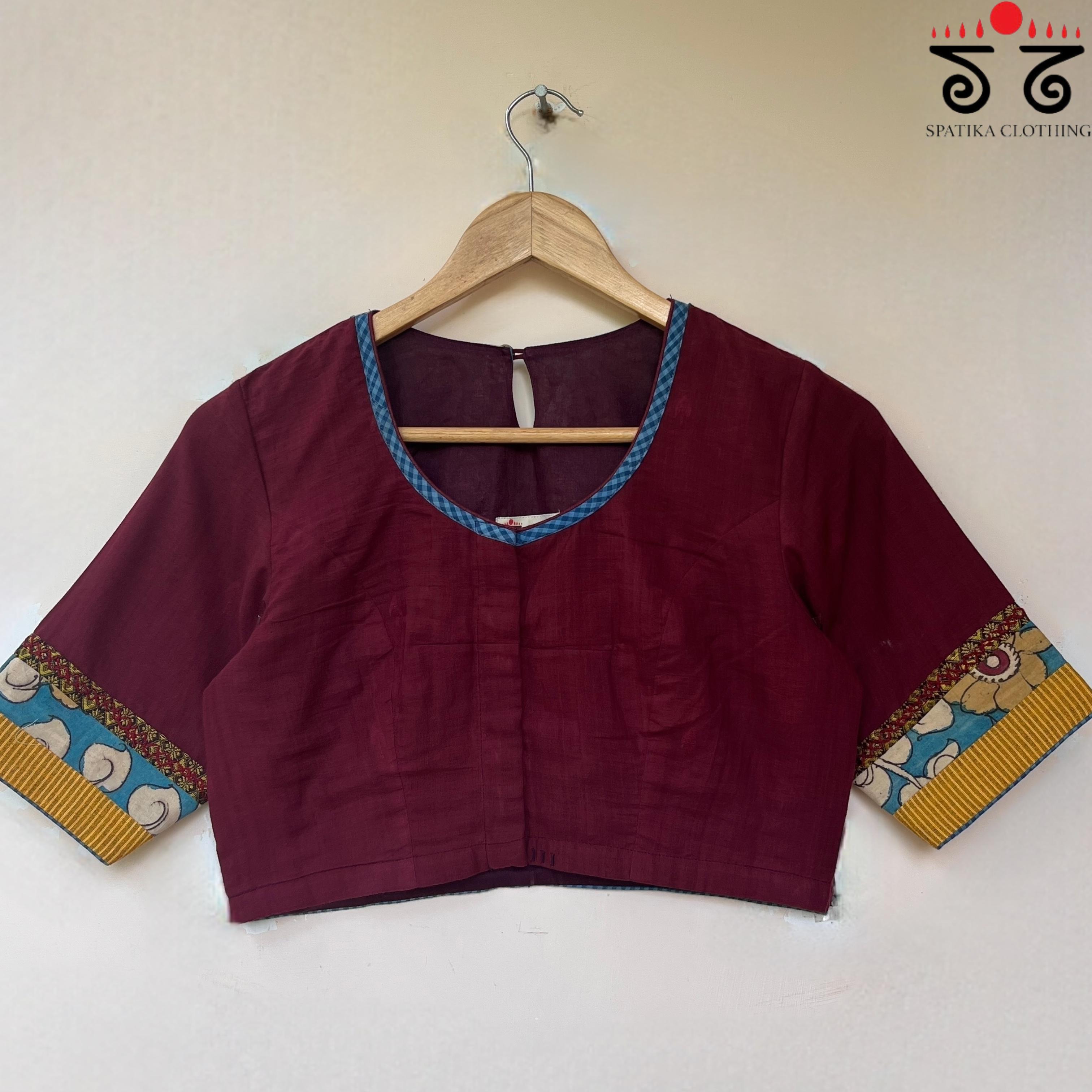The Kalamkari Maroon Yoke Blouse