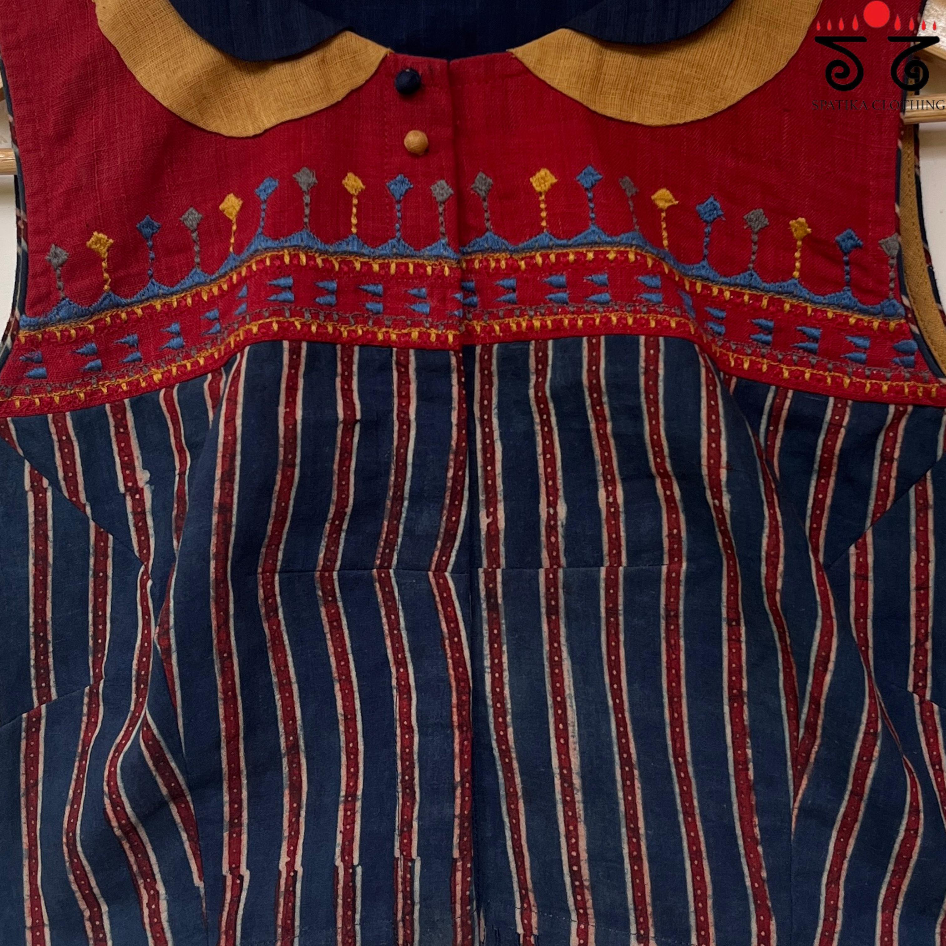 Red & Blue Peterpan Collar Blouse-New!