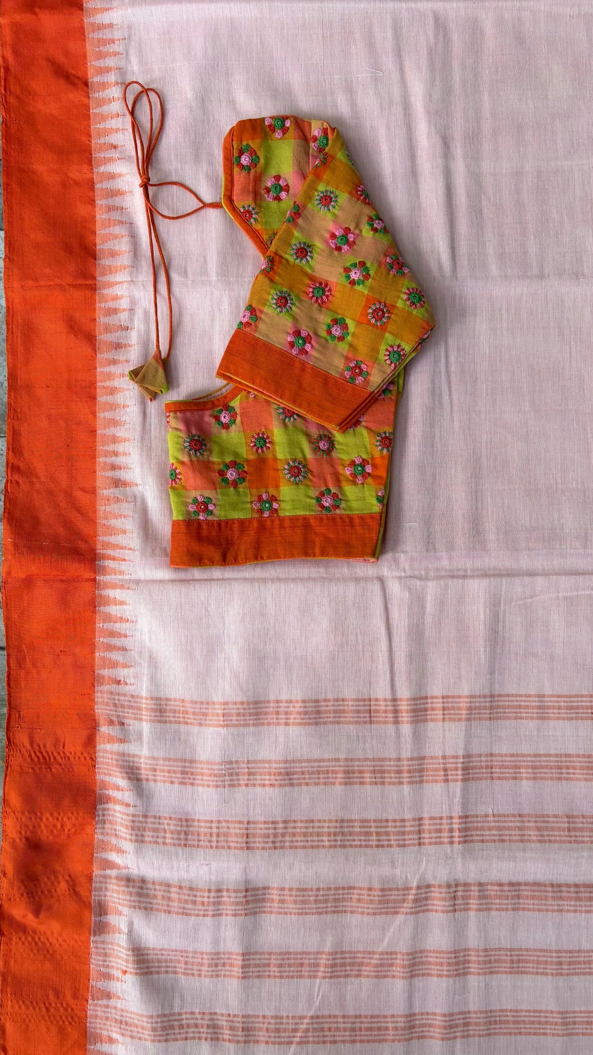 Pink Ponduru Handspun Saree - With Silk border with The 100 Butta Blouse!