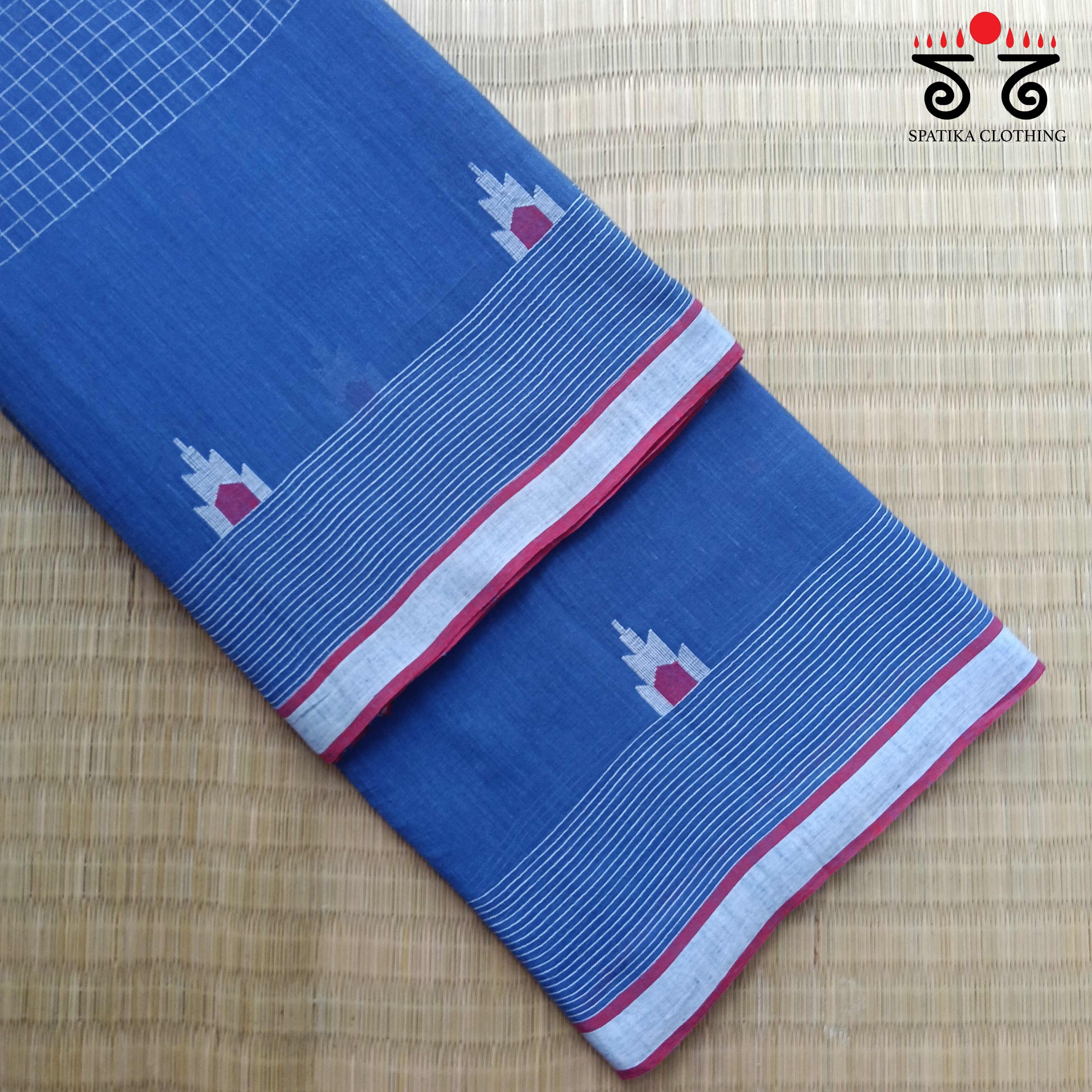 Jamdhani on Blue Bengal Cotton Saree