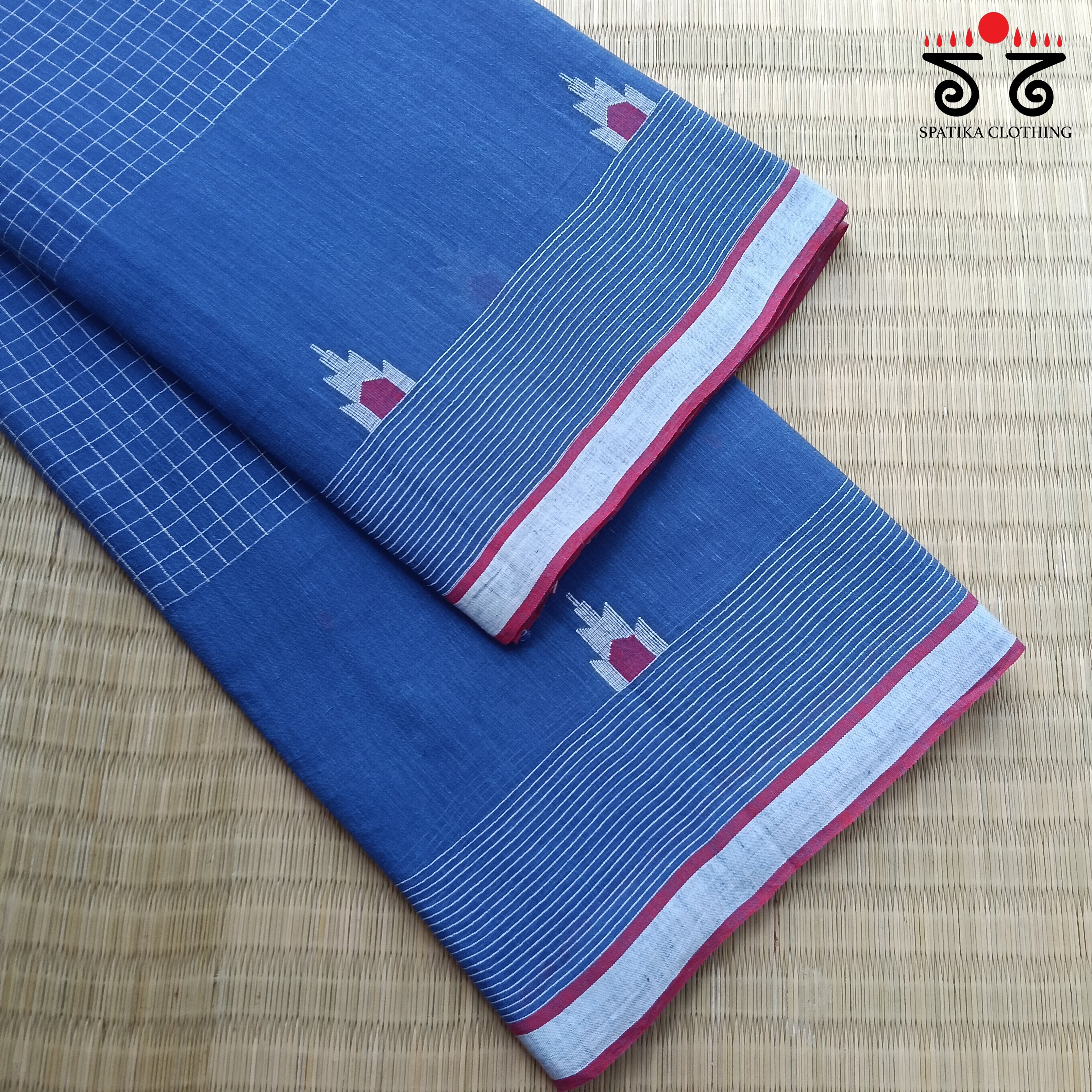 Jamdhani on Blue Bengal Cotton Saree