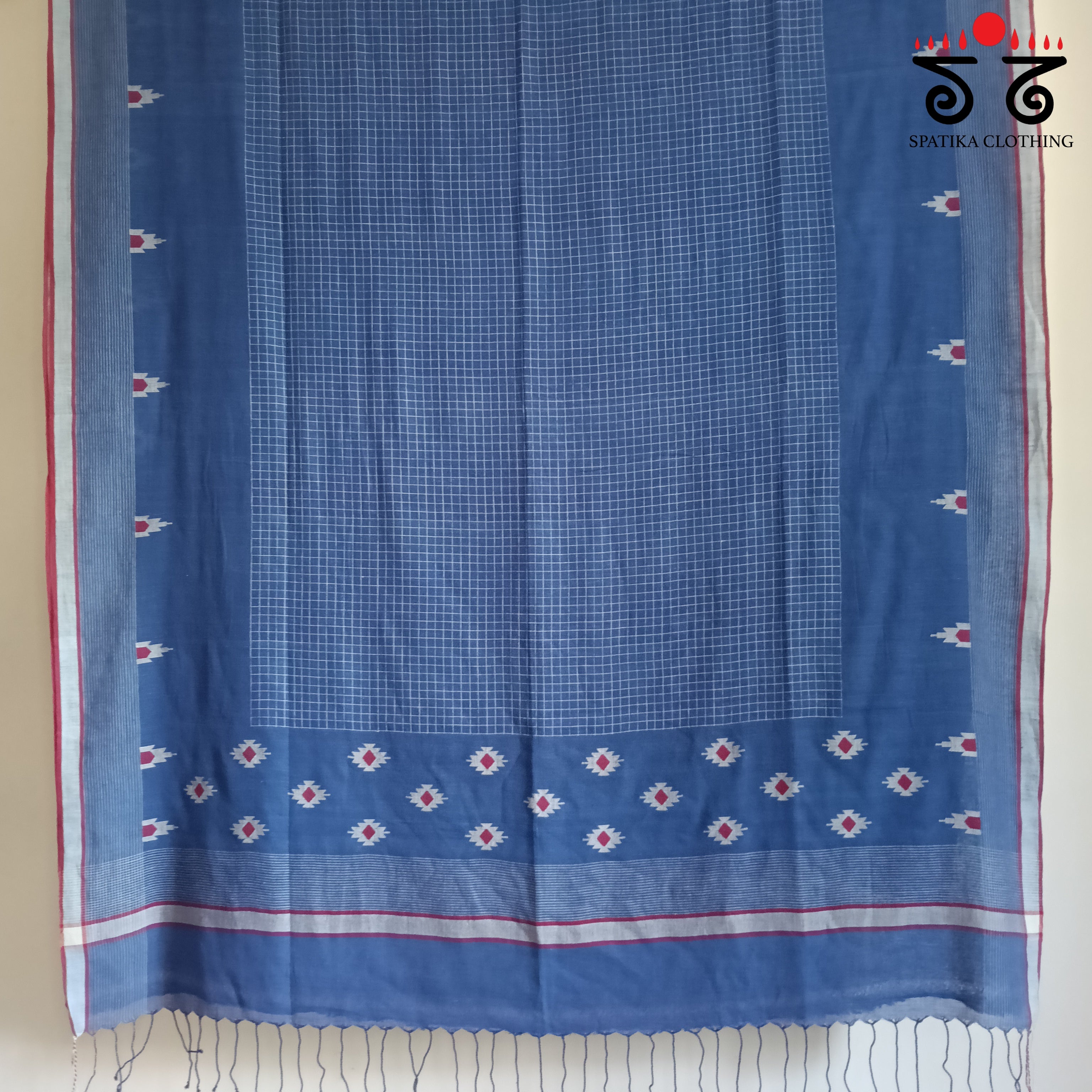 Jamdhani on Blue Bengal Cotton Saree