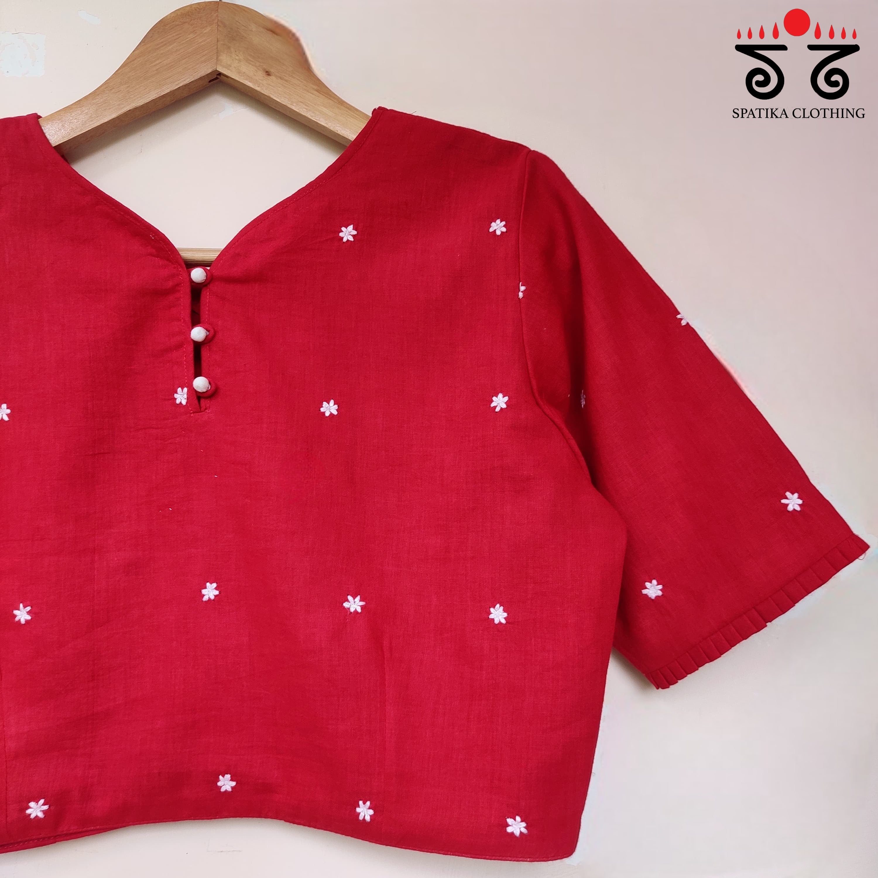 Red Boondhi-Handcrafted Blouse