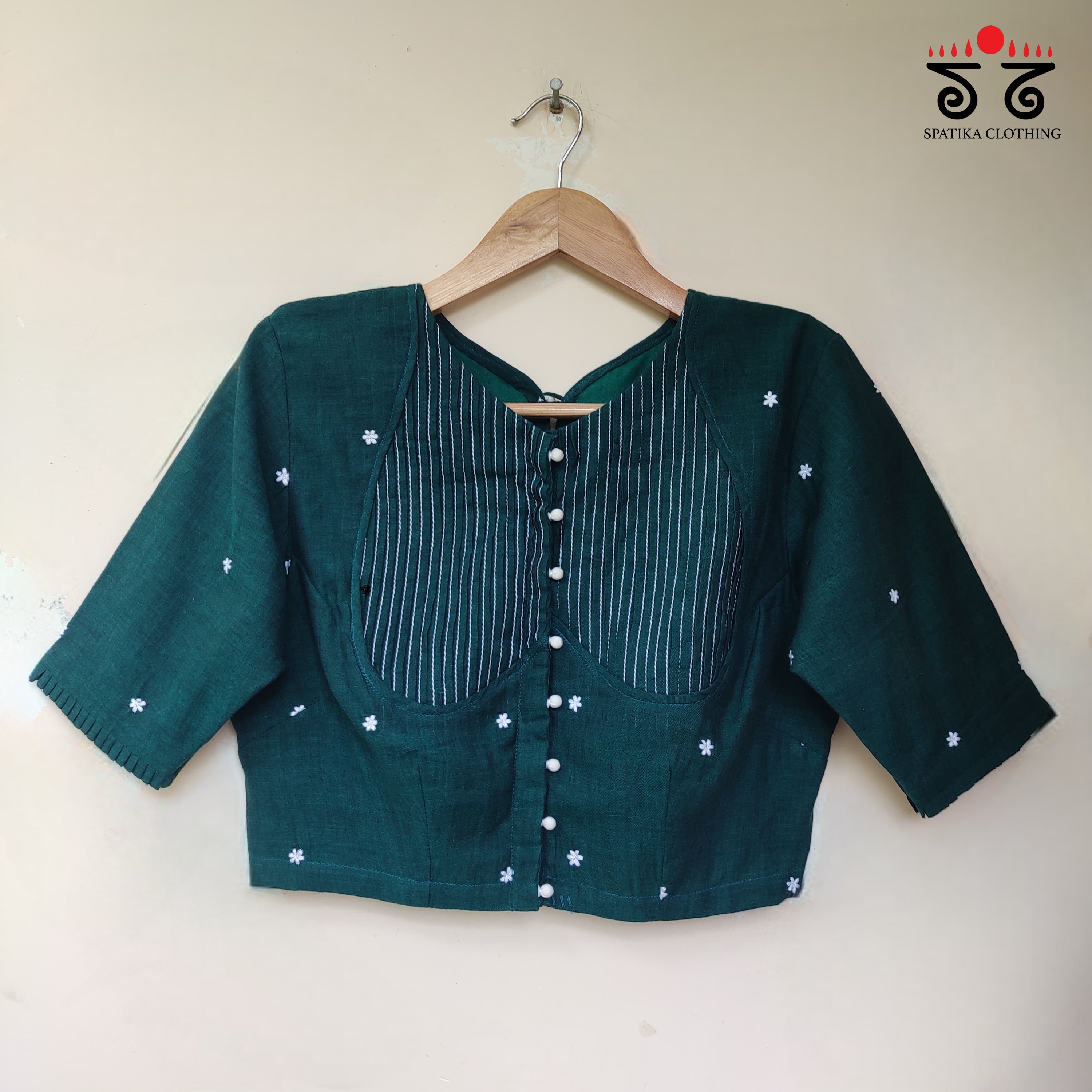 Green Boondhi-Handcrafted Blouse