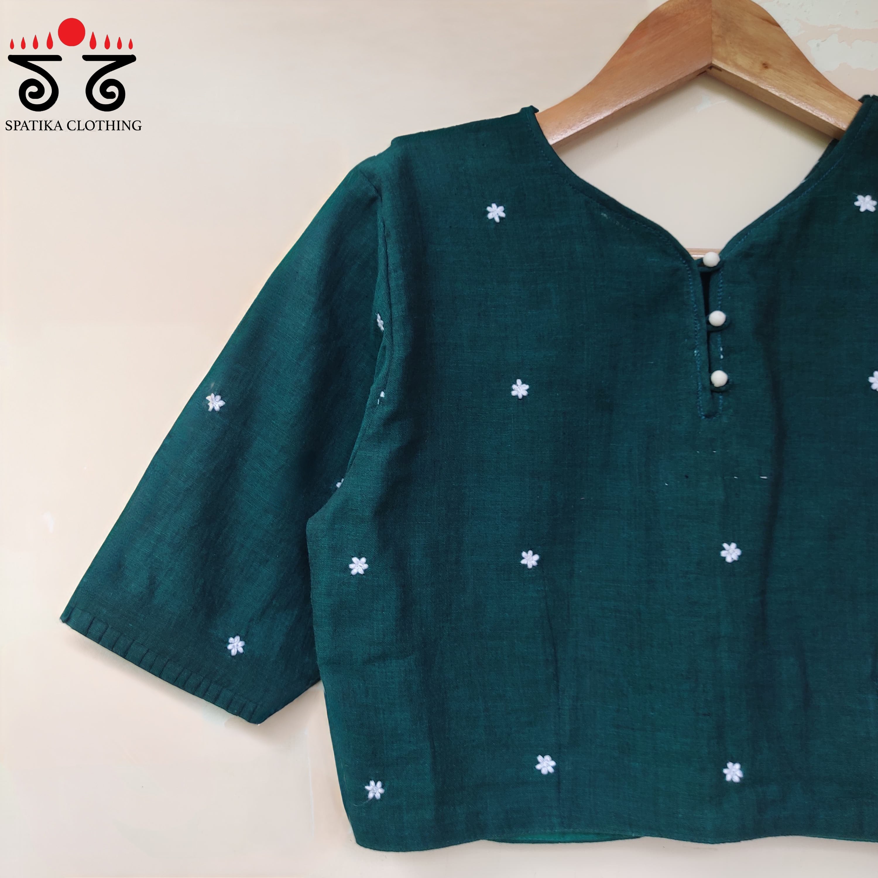 Green Boondhi-Handcrafted Blouse