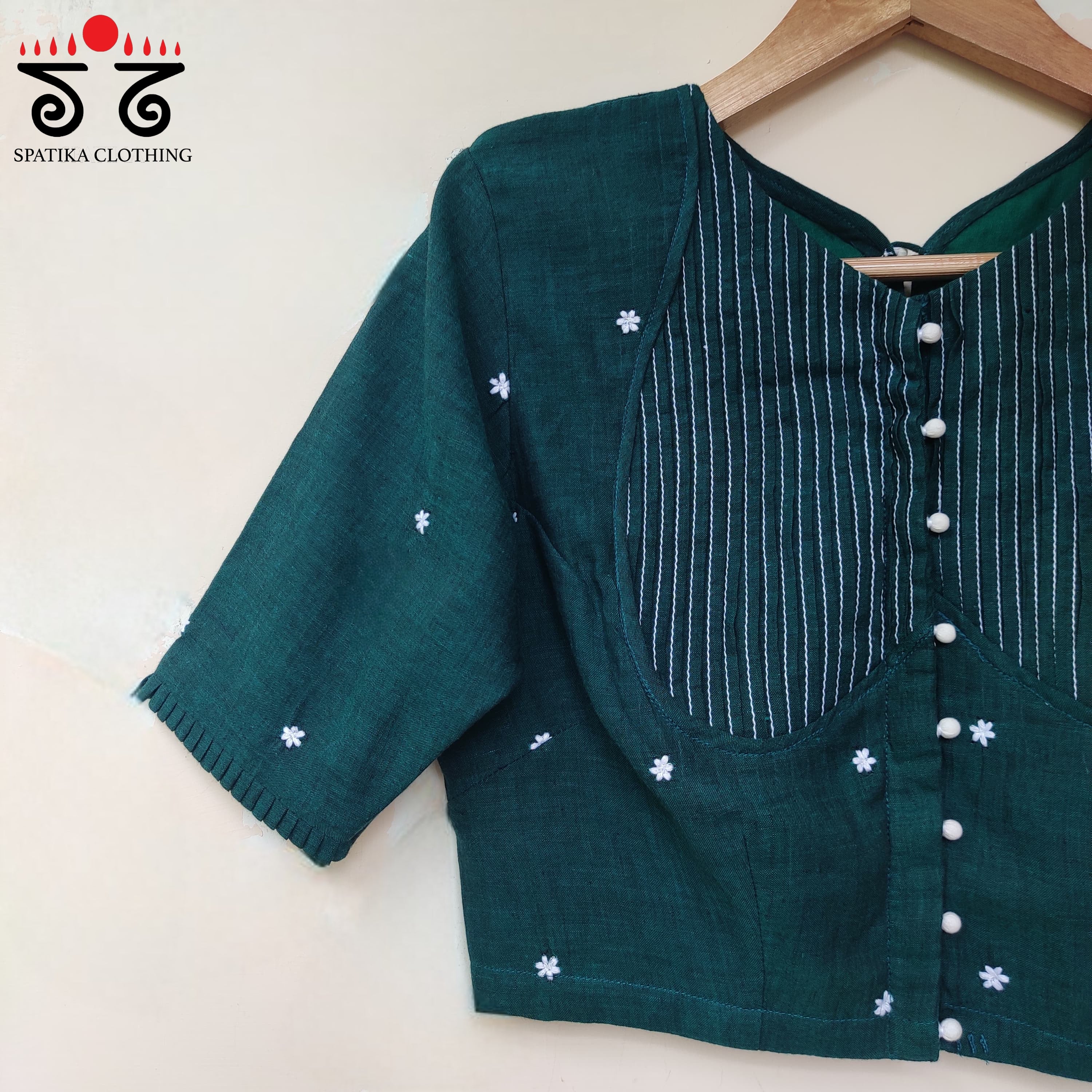 Green Boondhi-Handcrafted Blouse