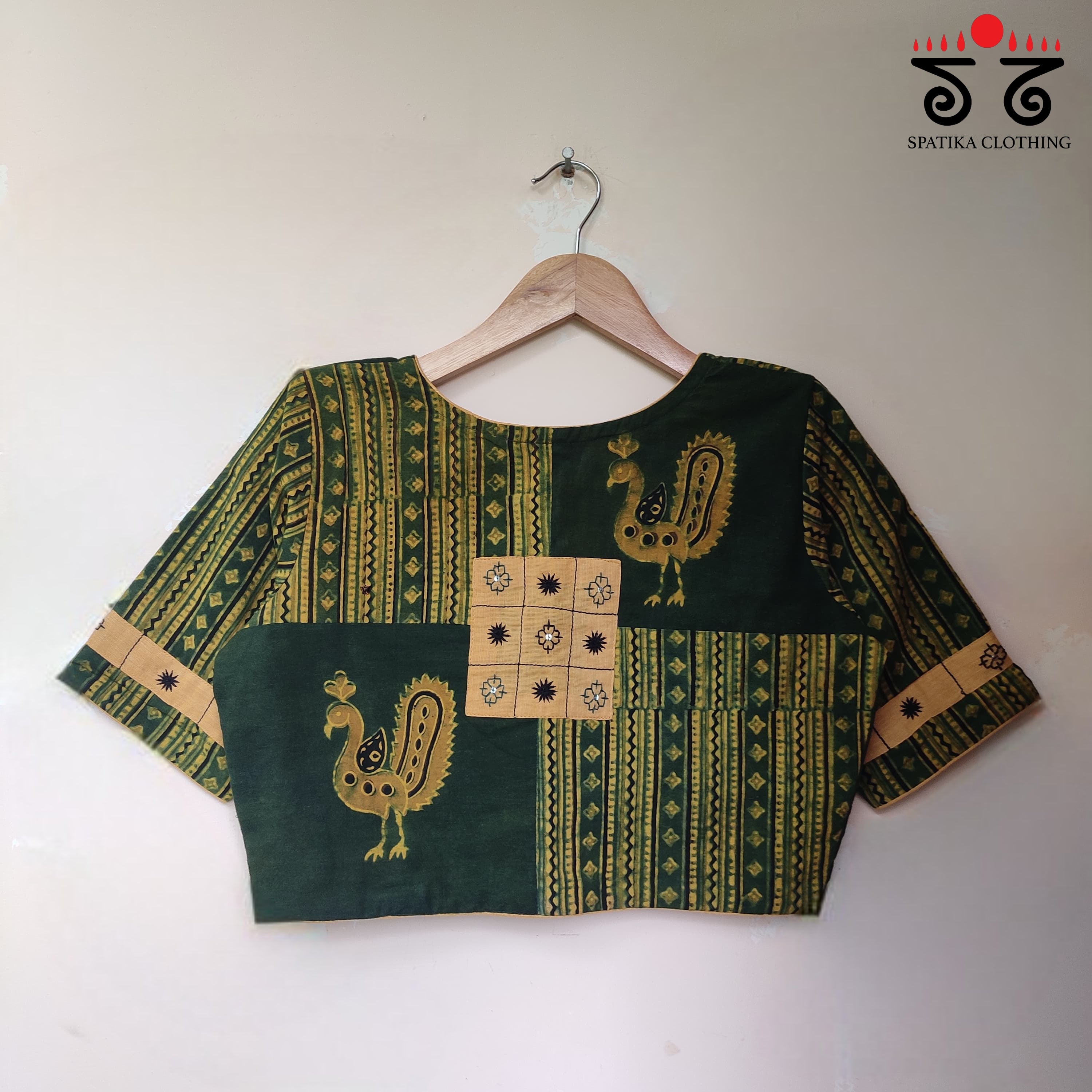 Green & Yellow Morni Collage-Handcrafted Blouse