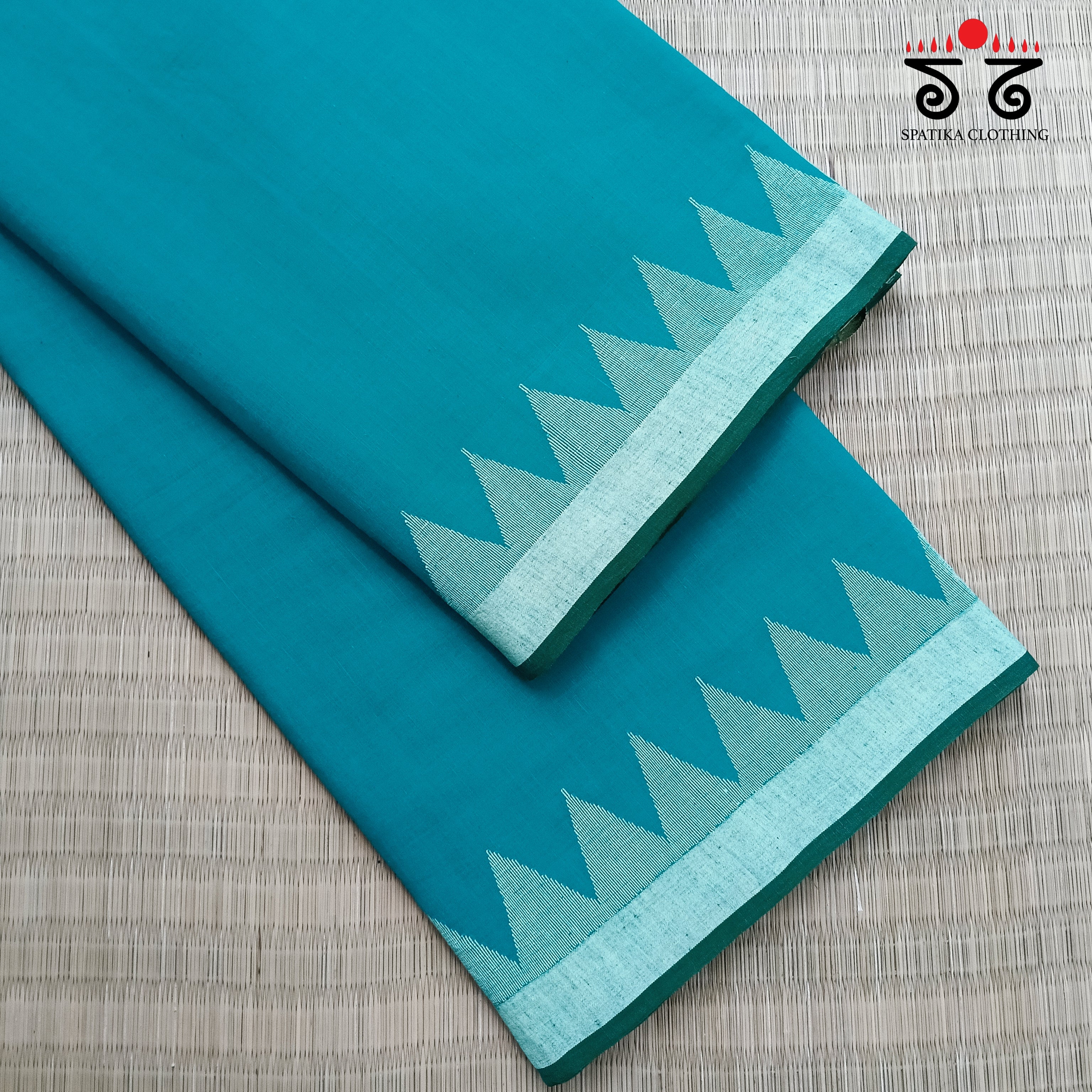 Jamdhani on Blue & Green Bengal Cotton Saree