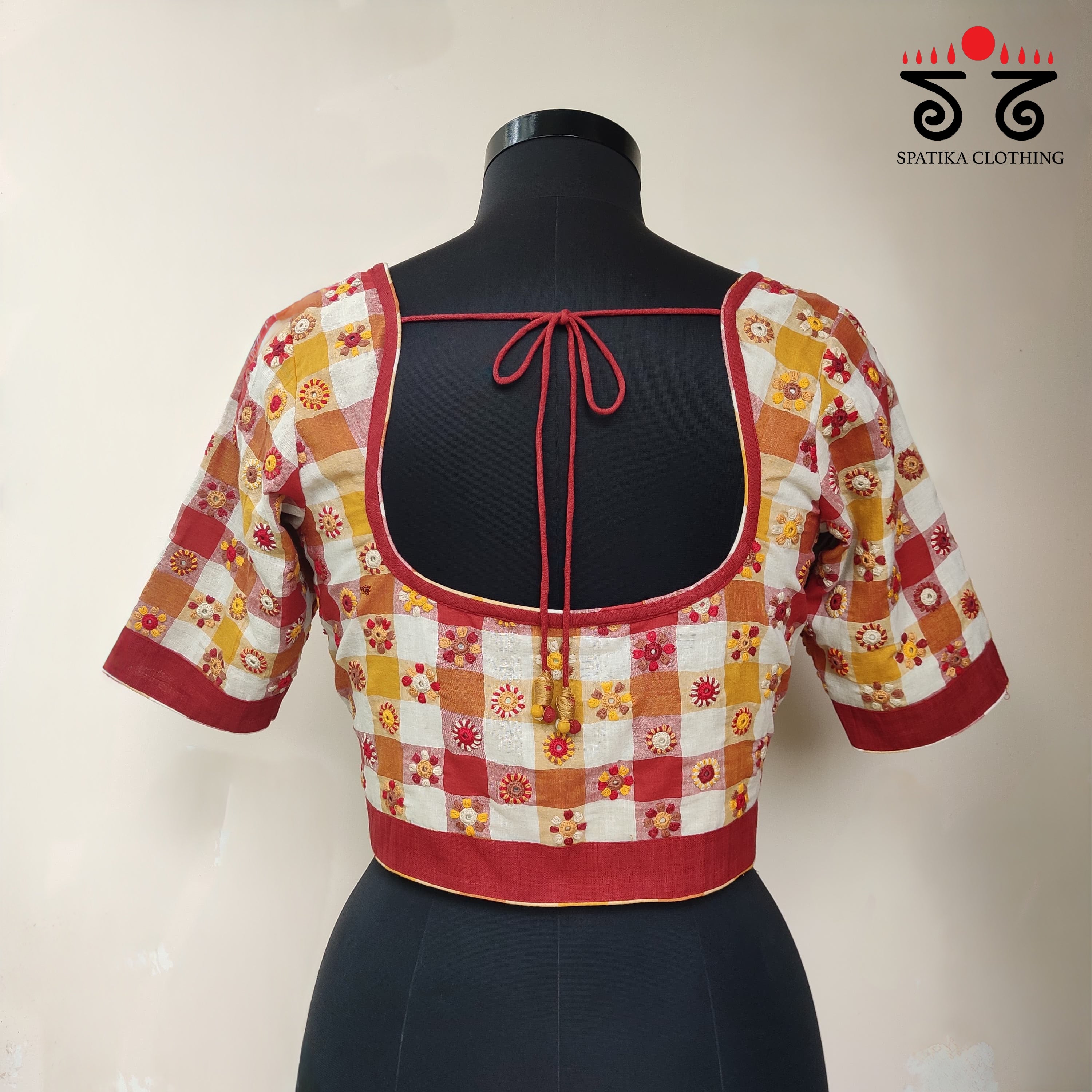 White & Red 100 Butta -Handcrafted Blouse